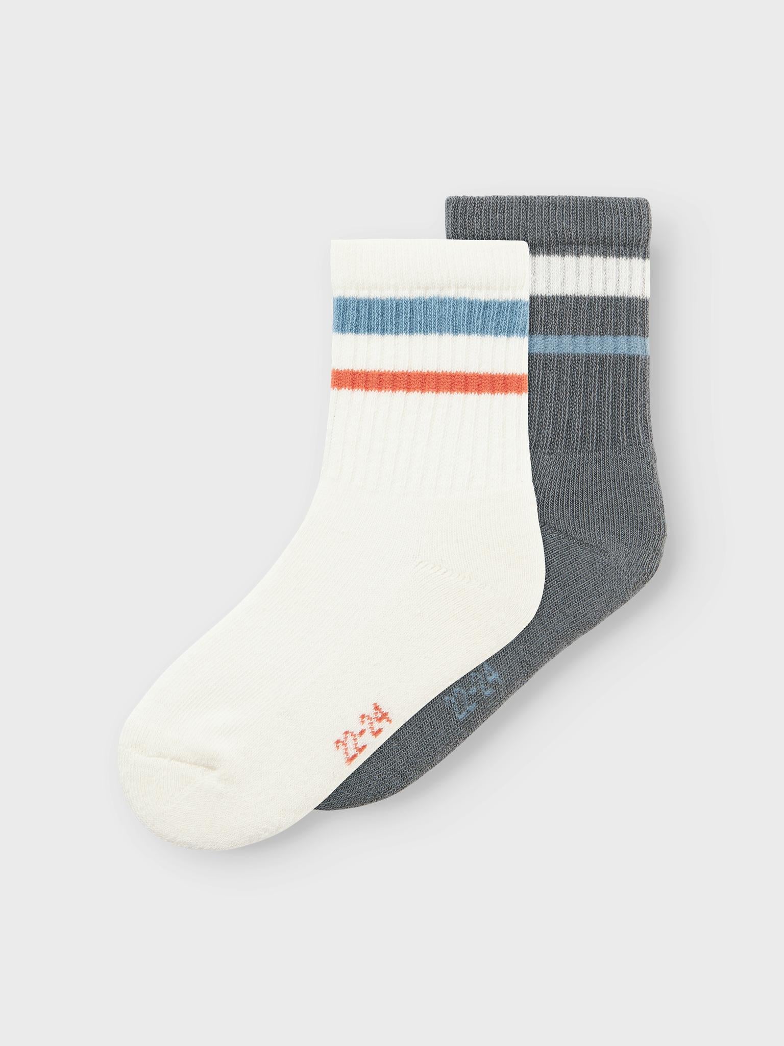 NAME IT NMMFEMA 2P SOCK - white/ cloud lave smoke - 25/27