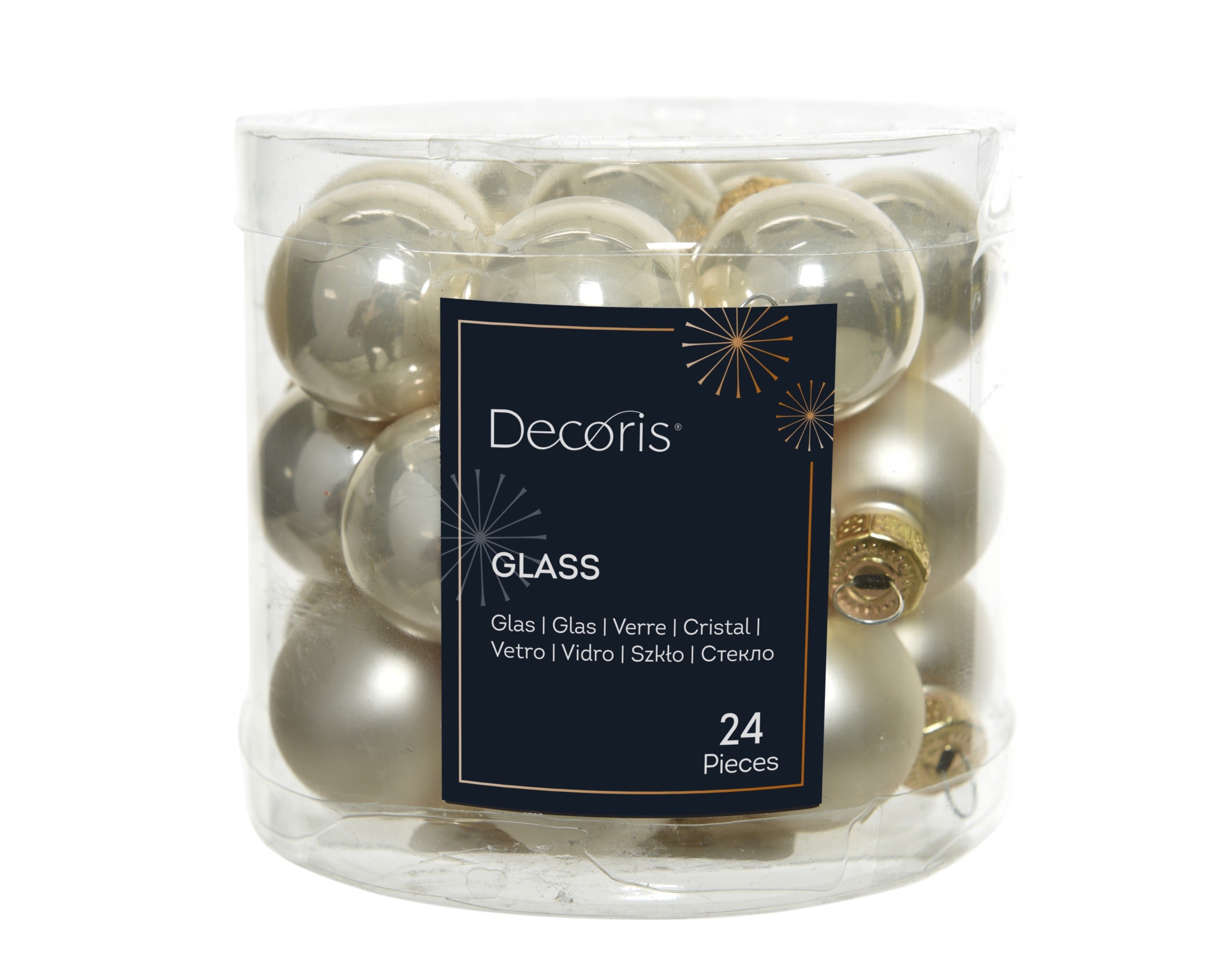Kerstballen glas emaille/mat mix 2.5cm - parel 24st.