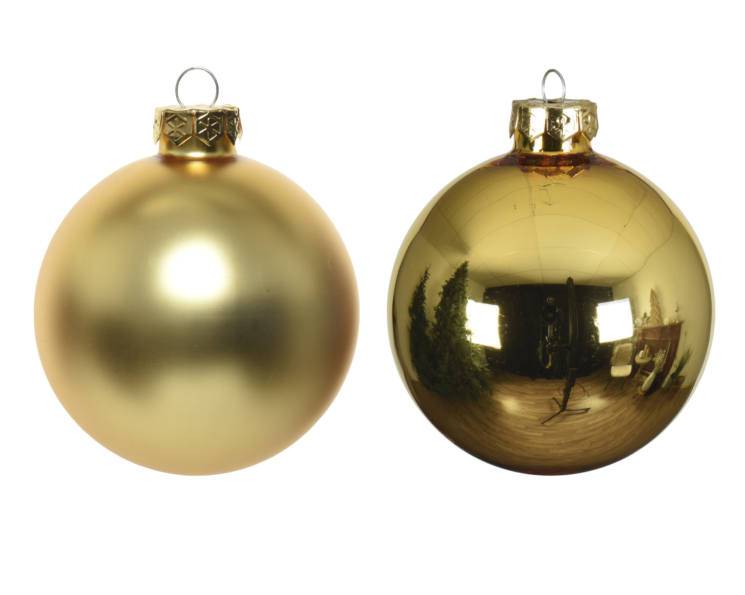 Kerstballen glas glans/mat mix 2.5cm - licht goud 24st.
