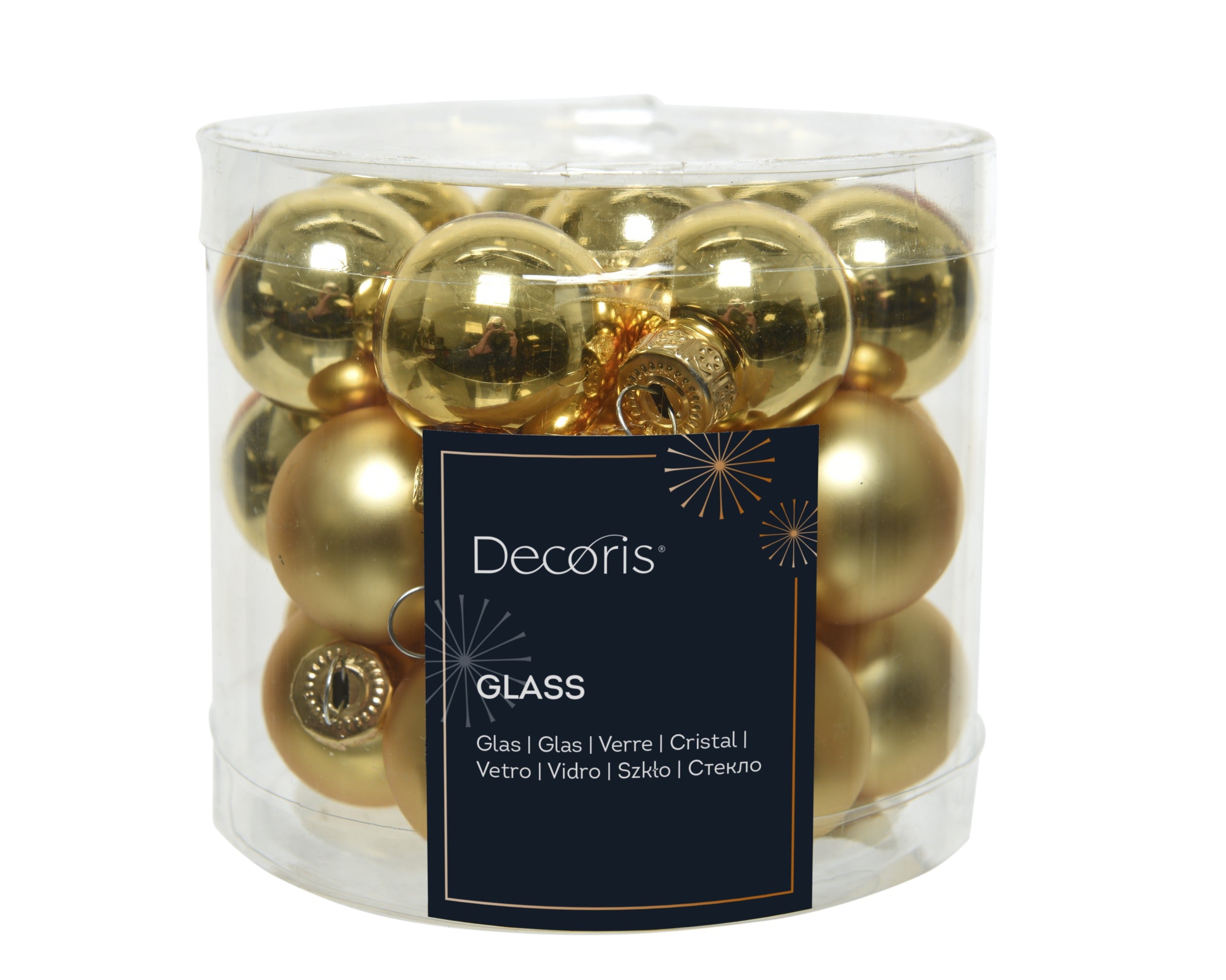 Kerstballen glas glans/mat mix 2.5cm - licht goud 24st.