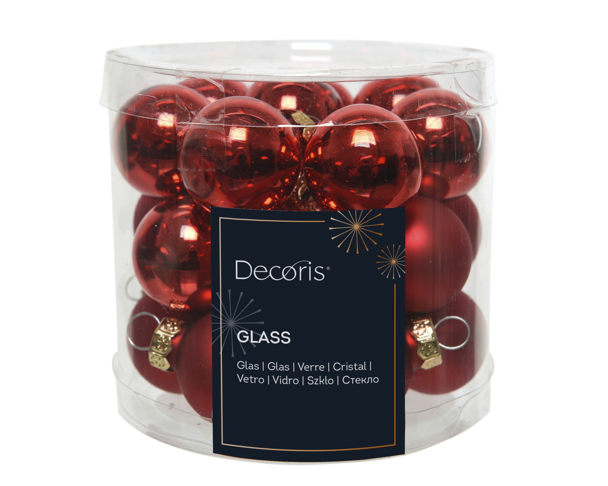 Kerstballen glas glans/mat mix 2.5cm - kerstrood 24st.