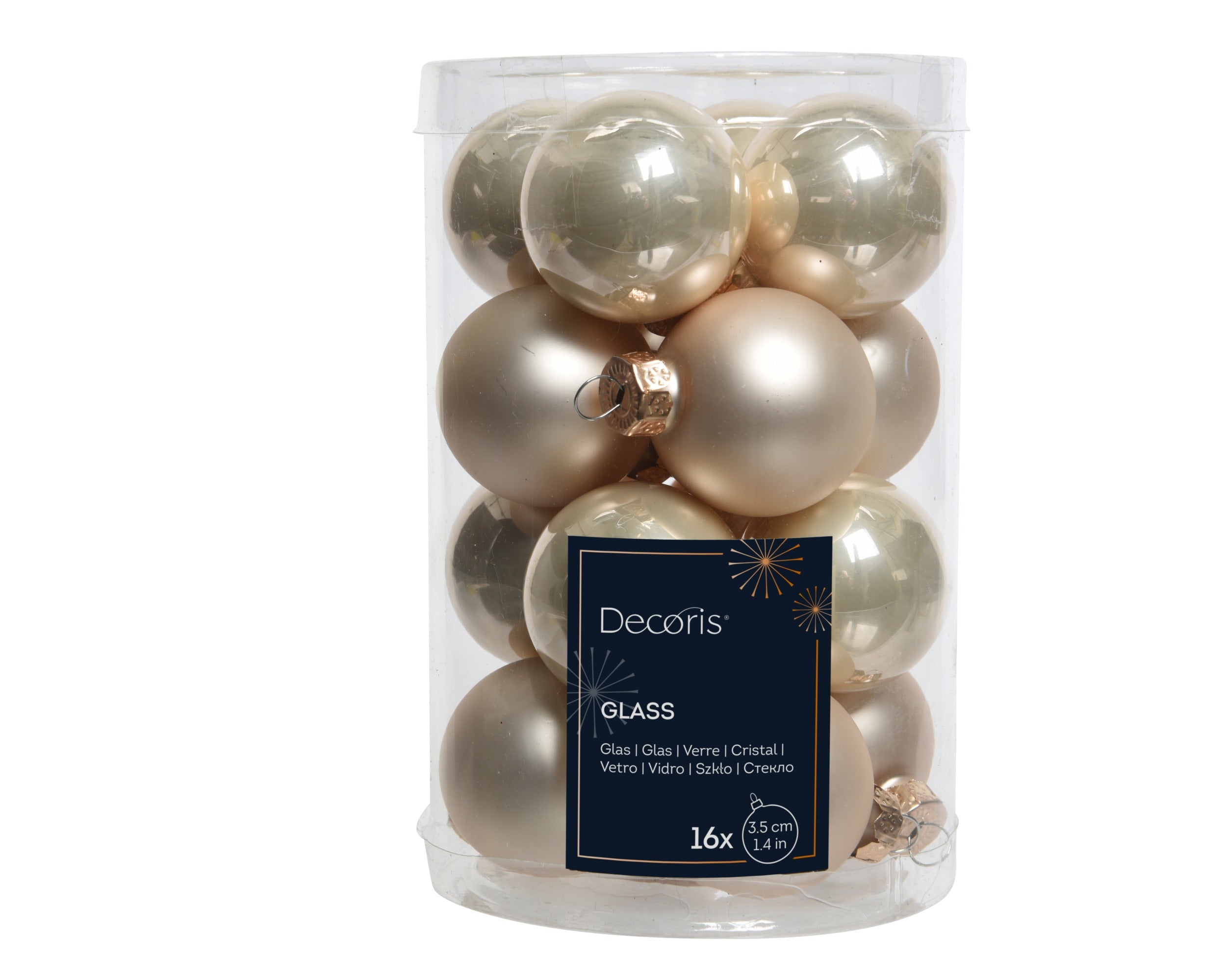 Kerstballen glas emaille/mat mix 3.5cm - parel 16st.