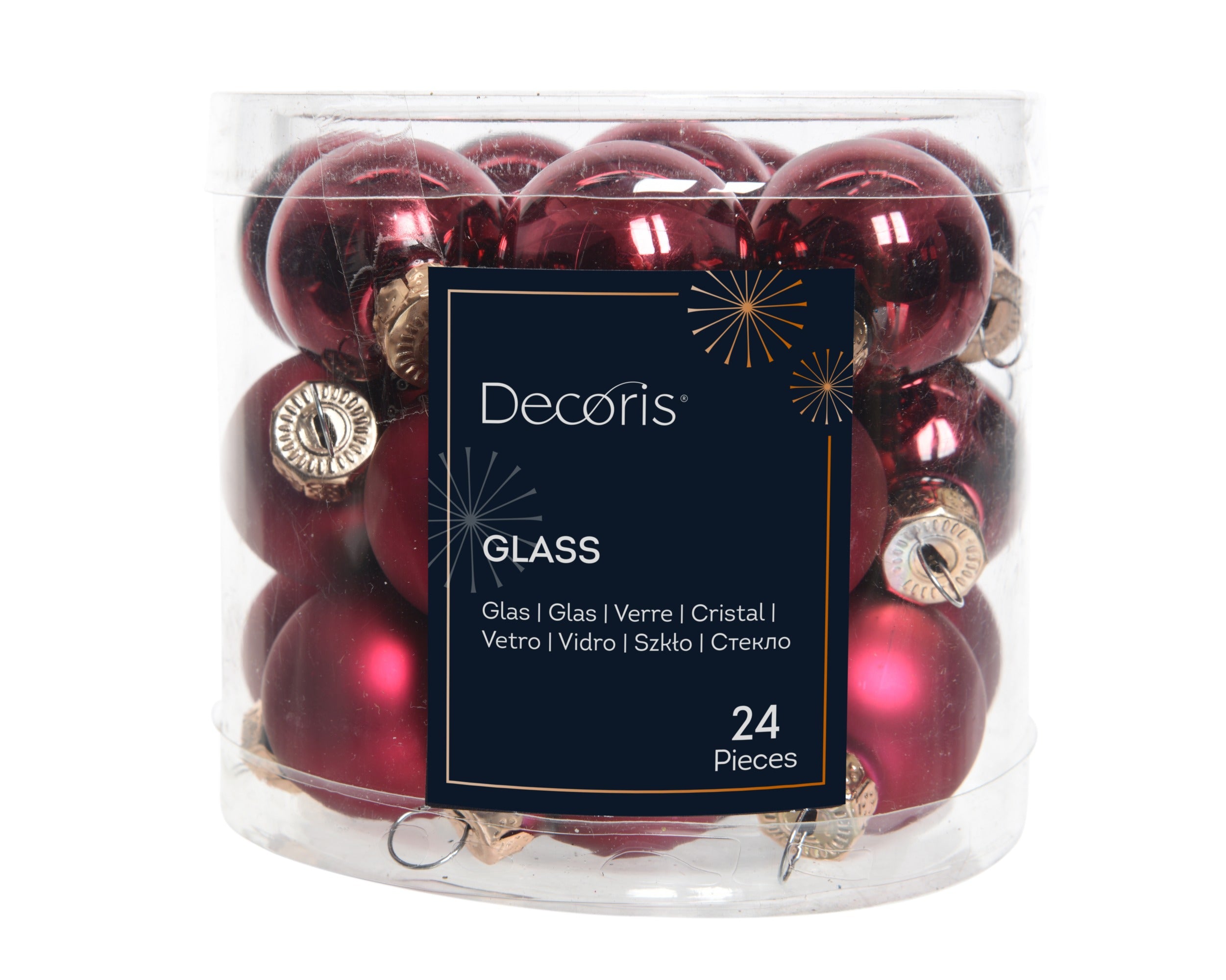 Kerstballen glas glans/mat mix 2.5cm - ossenbloed 24st.