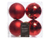 Kerstballen kunststof glans/mat mix 10cm - kerstrood 4st.