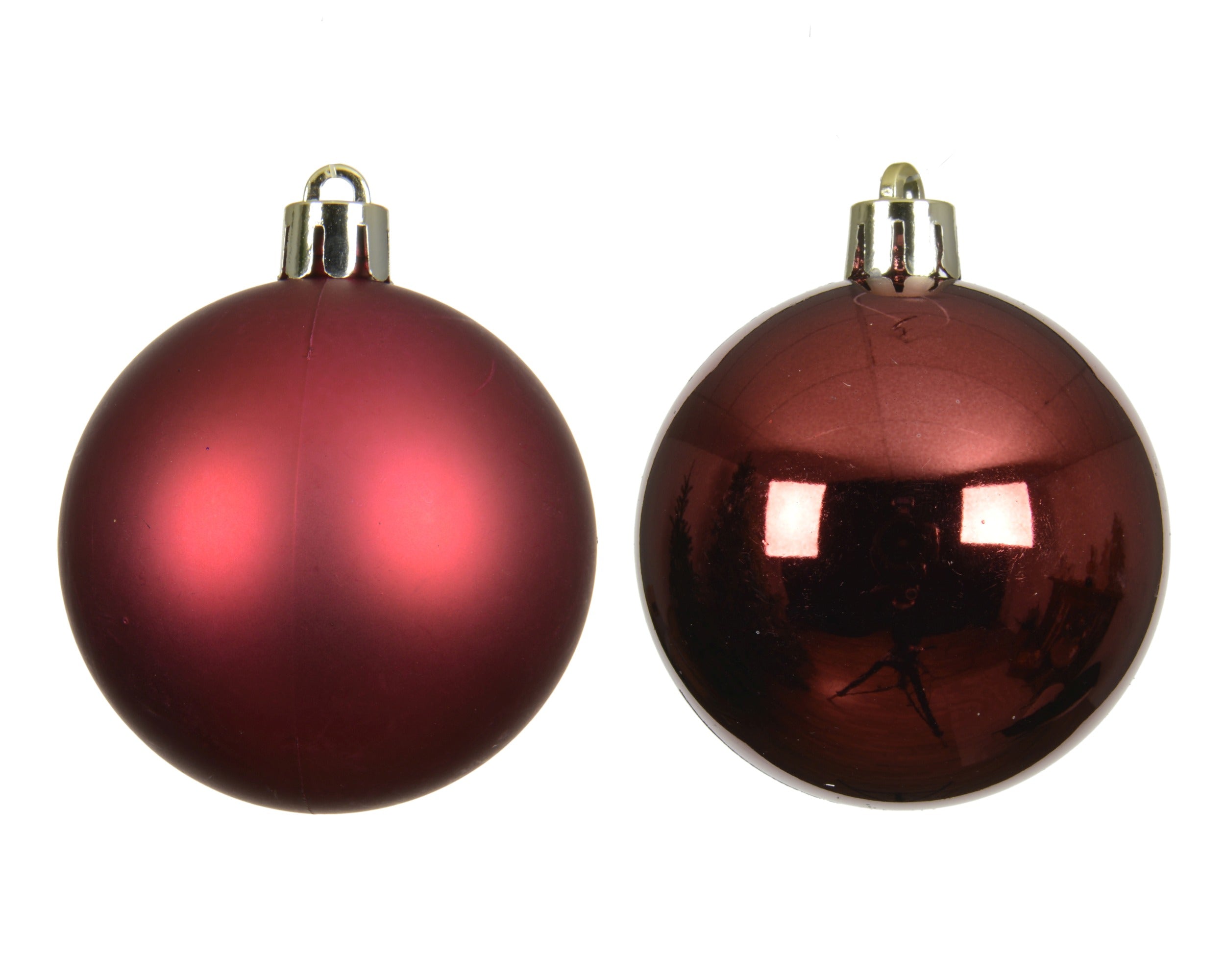 Kerstballen kunststof glans/mat mix 10cm - ossenbloed 4st.