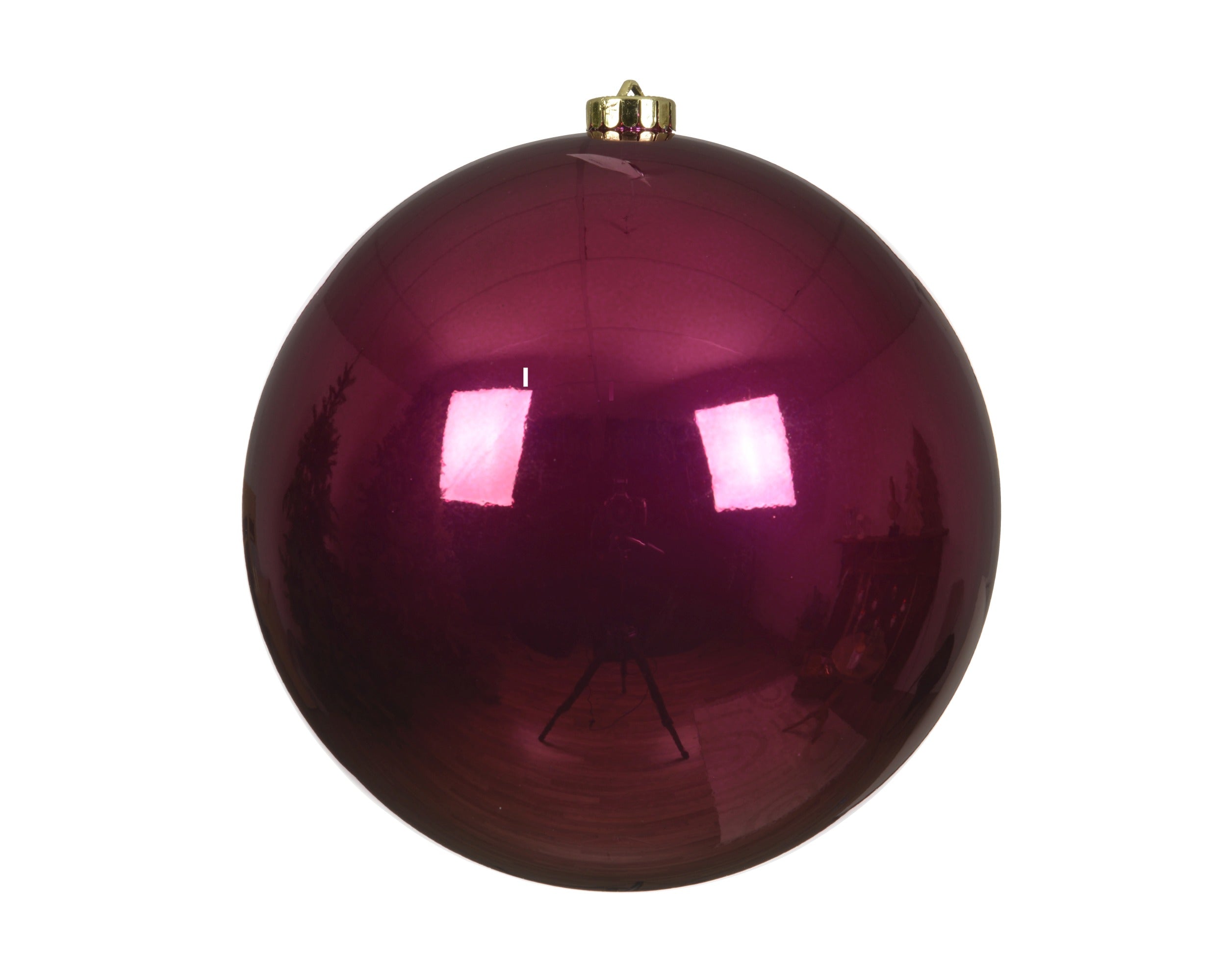 Kerstbal kunststof glans 20cm - ossenbloed (prijs per stuk)