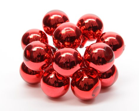 Kerstballen op draad glas glans 2cm - kerstrood