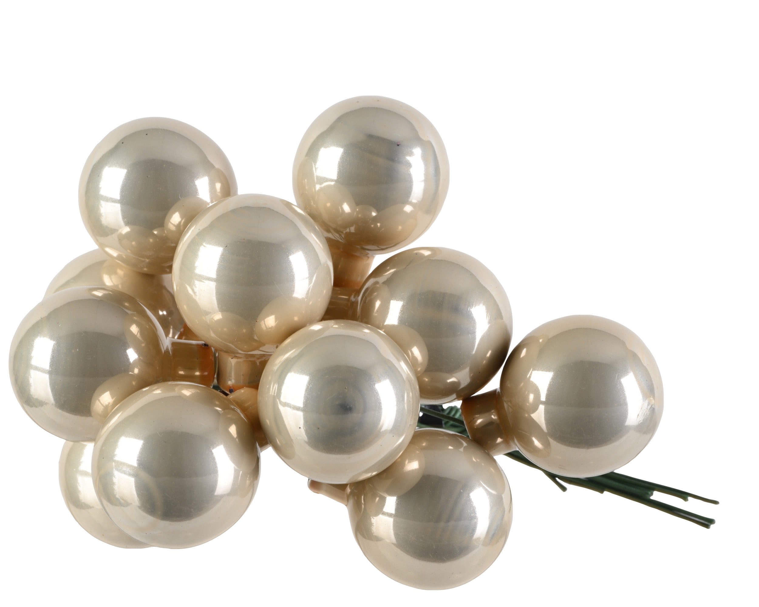 Kerstballen op draad glas emaille 2cm - parel