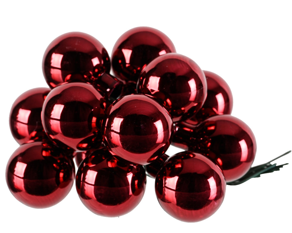 Kerstballen op draad glas glans 2cm - ossenbloedrood
