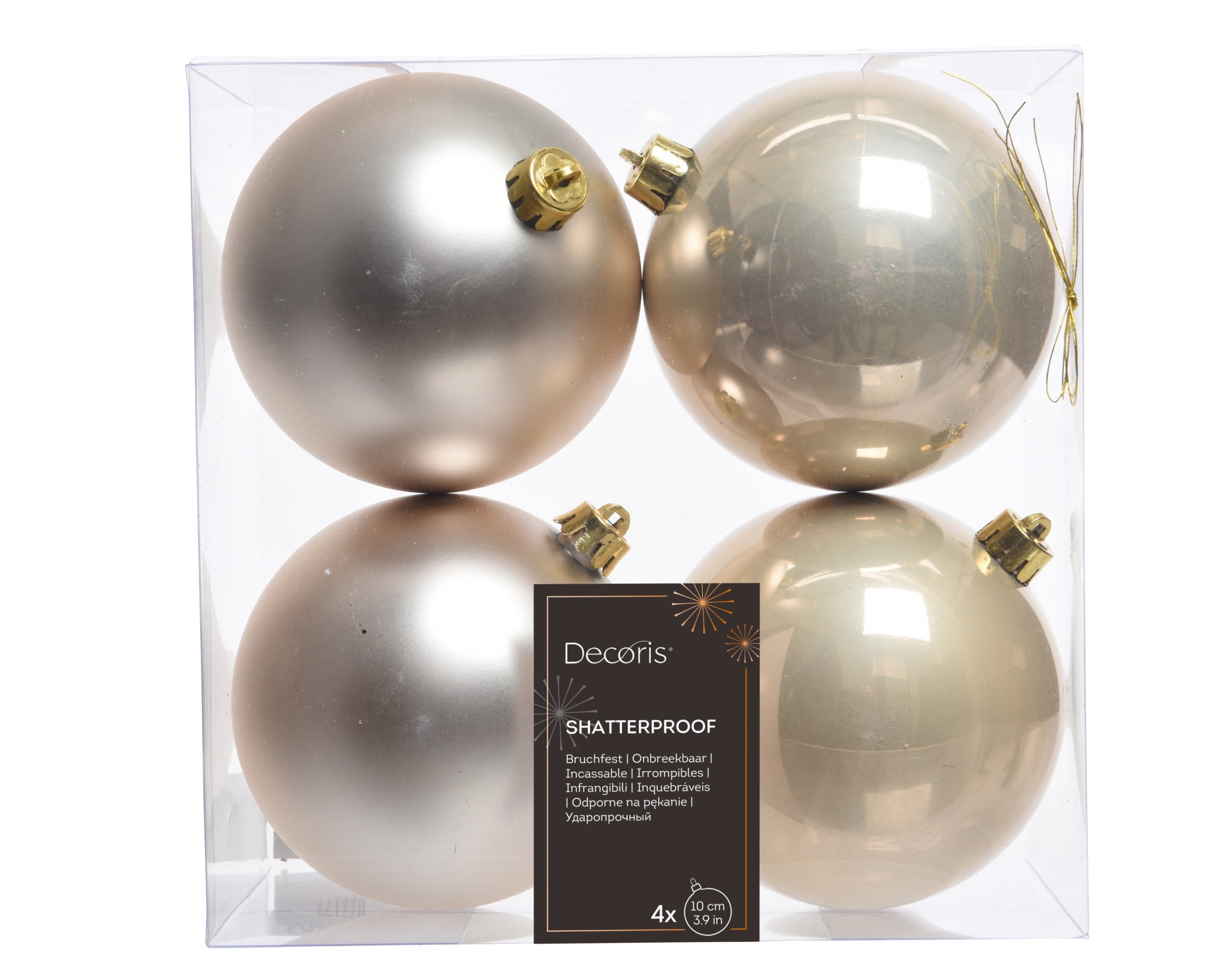 Kerstballen kunststof glans/mat mix 10cm - parel 4st.