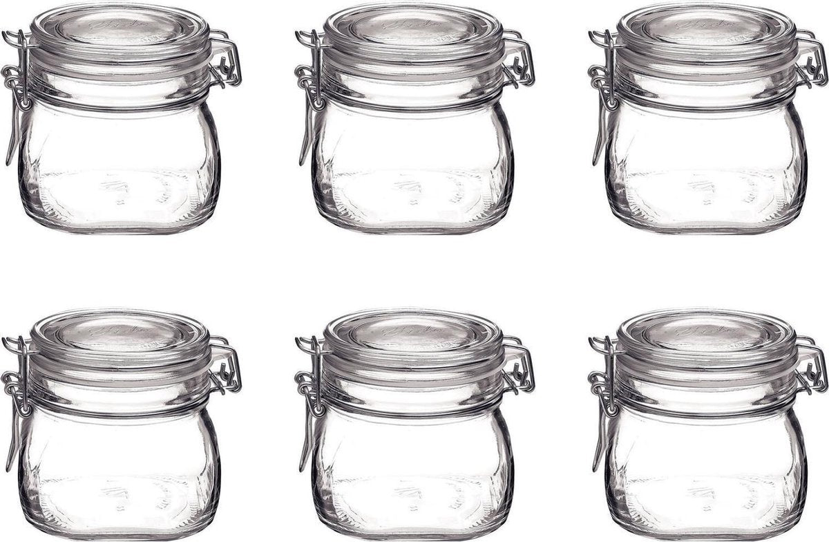 BORMIOLI Fido Vaso - 6 klempotten 0.5L vierkant    TU