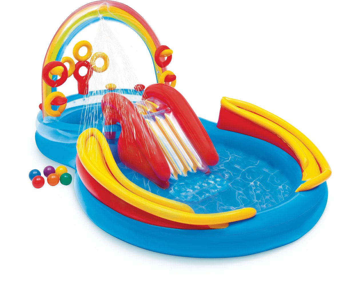 INTEX - Regenboog zwembad - 297x193x135c m - opblaasbaarzwembad kids