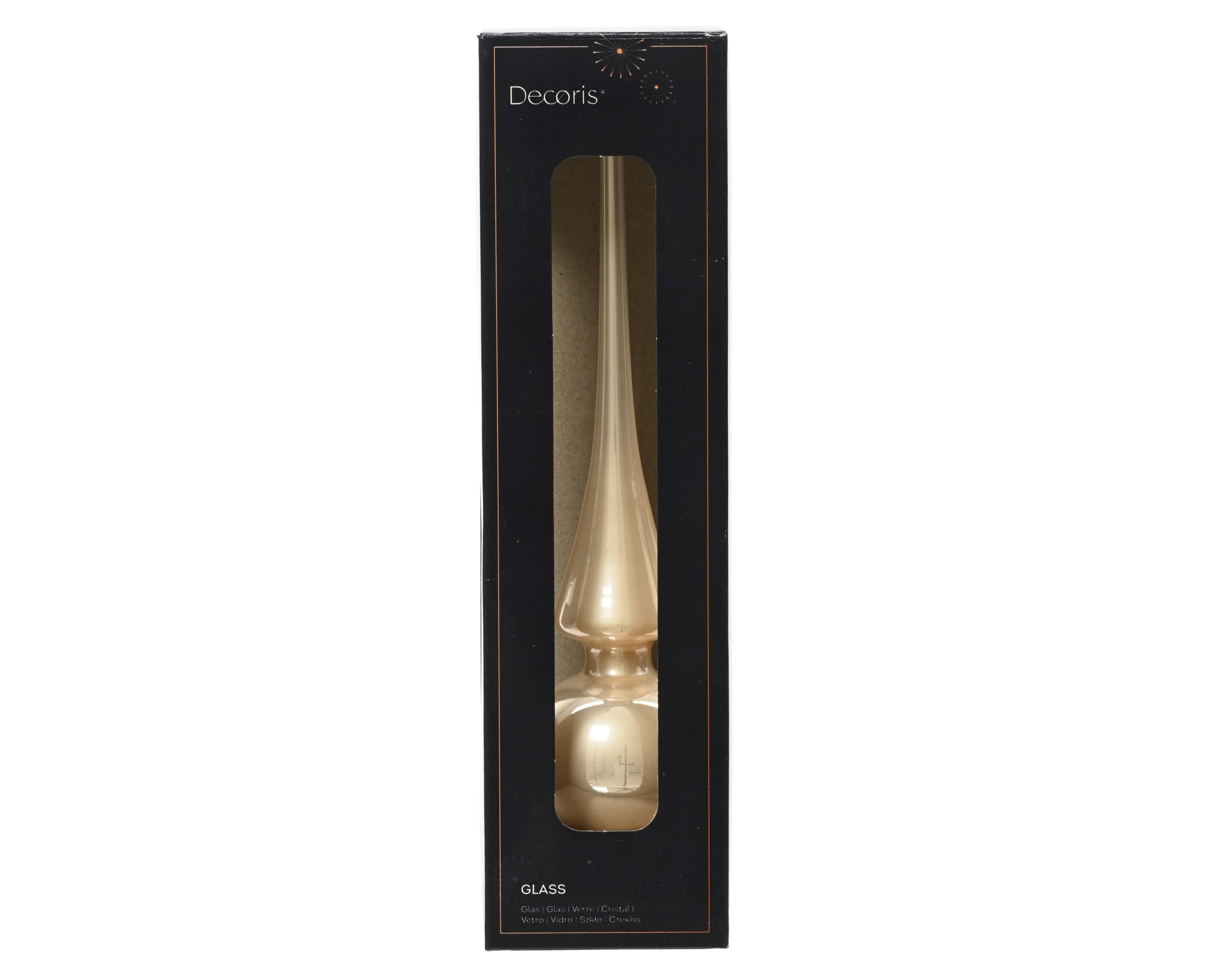 Kerst piek glas emaille 26cm - parel (prijs per stuk)