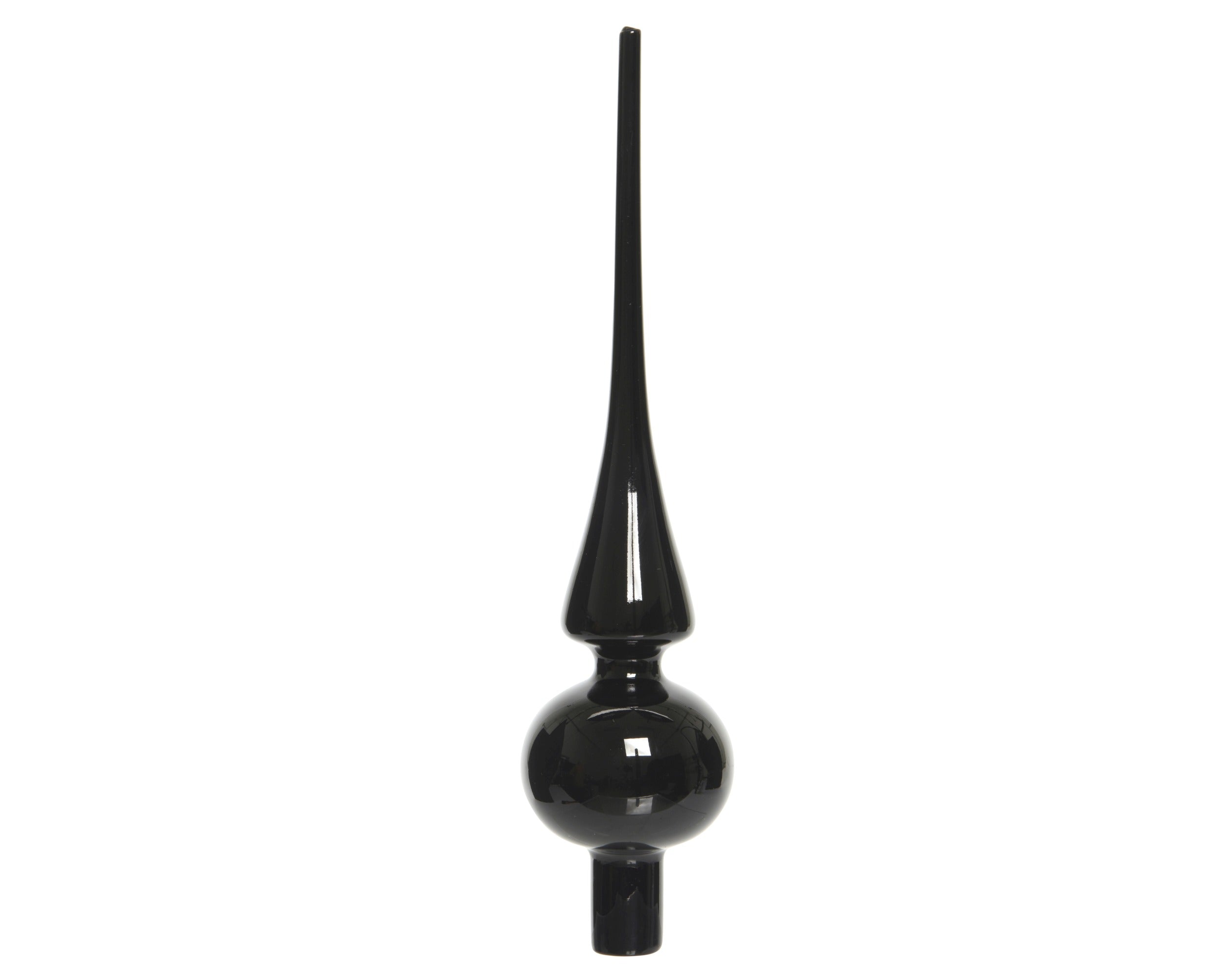 Kerst piek glas glans 26cm - zwart (prijs per stuk)
