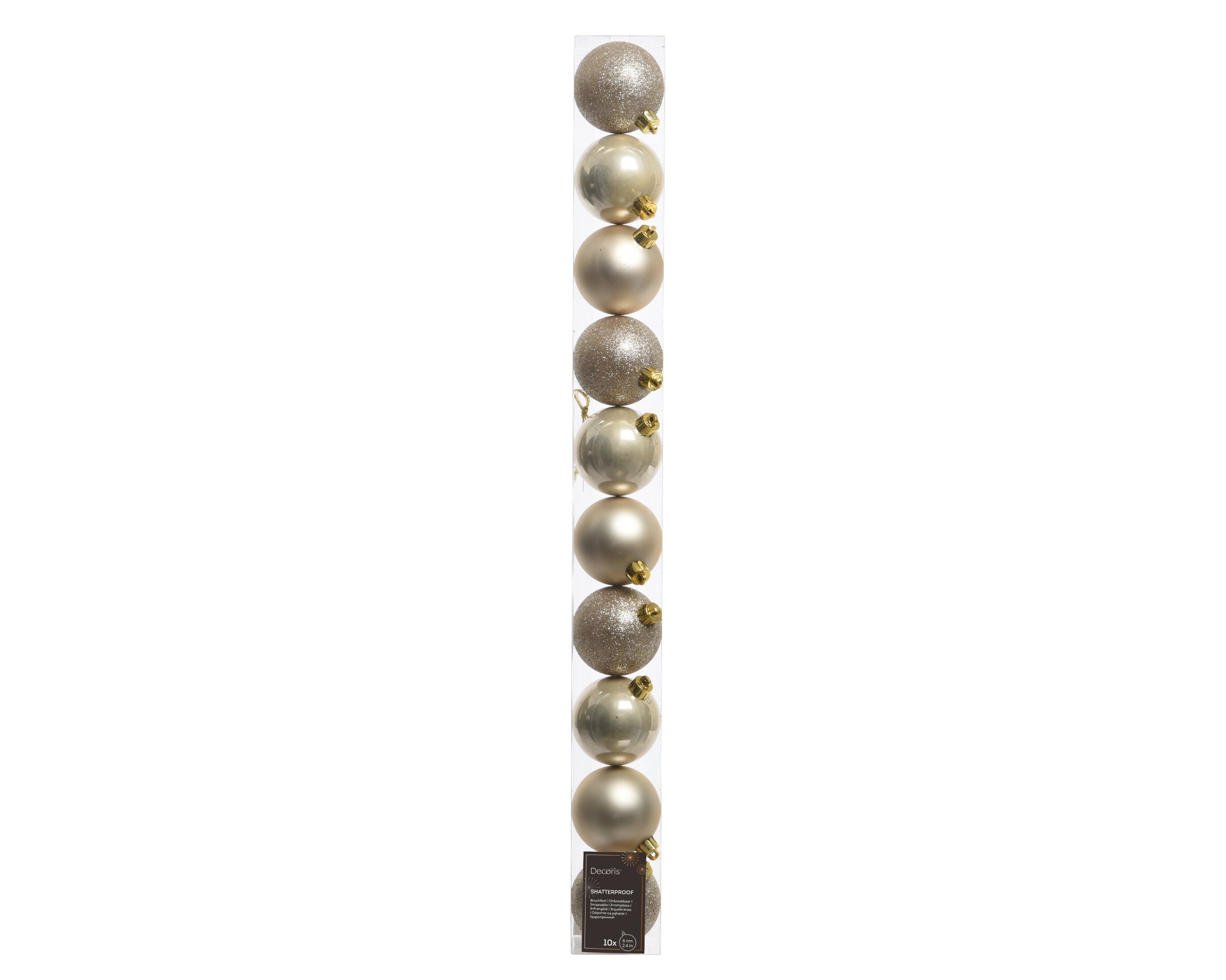 Kerstballen kunststof glans/mat/glitter mix 6cm - parel 10st.