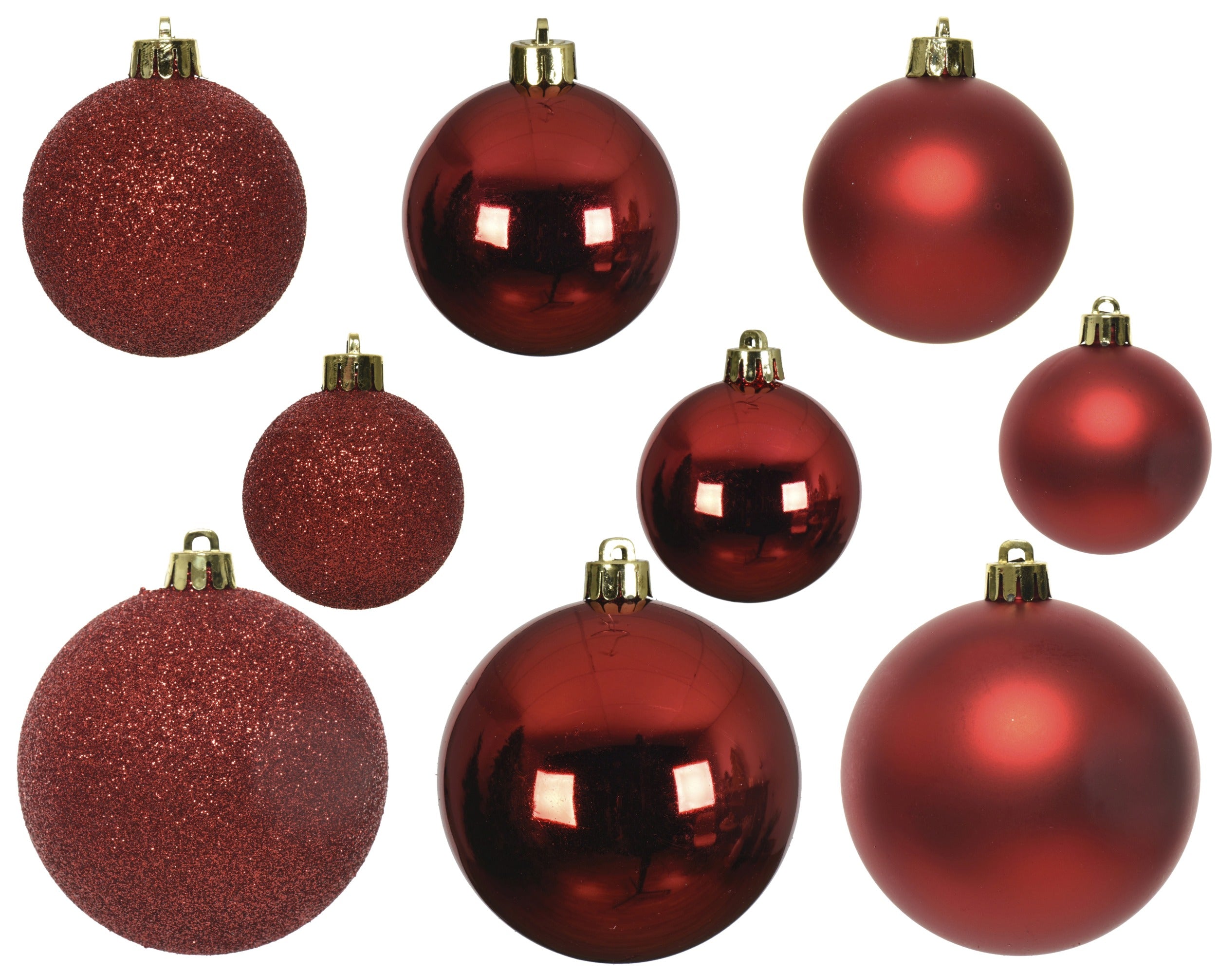 Kerstballen kunststof glans/mat/glitter mix 6cm 5cm 4cm - kerstrood 30st.