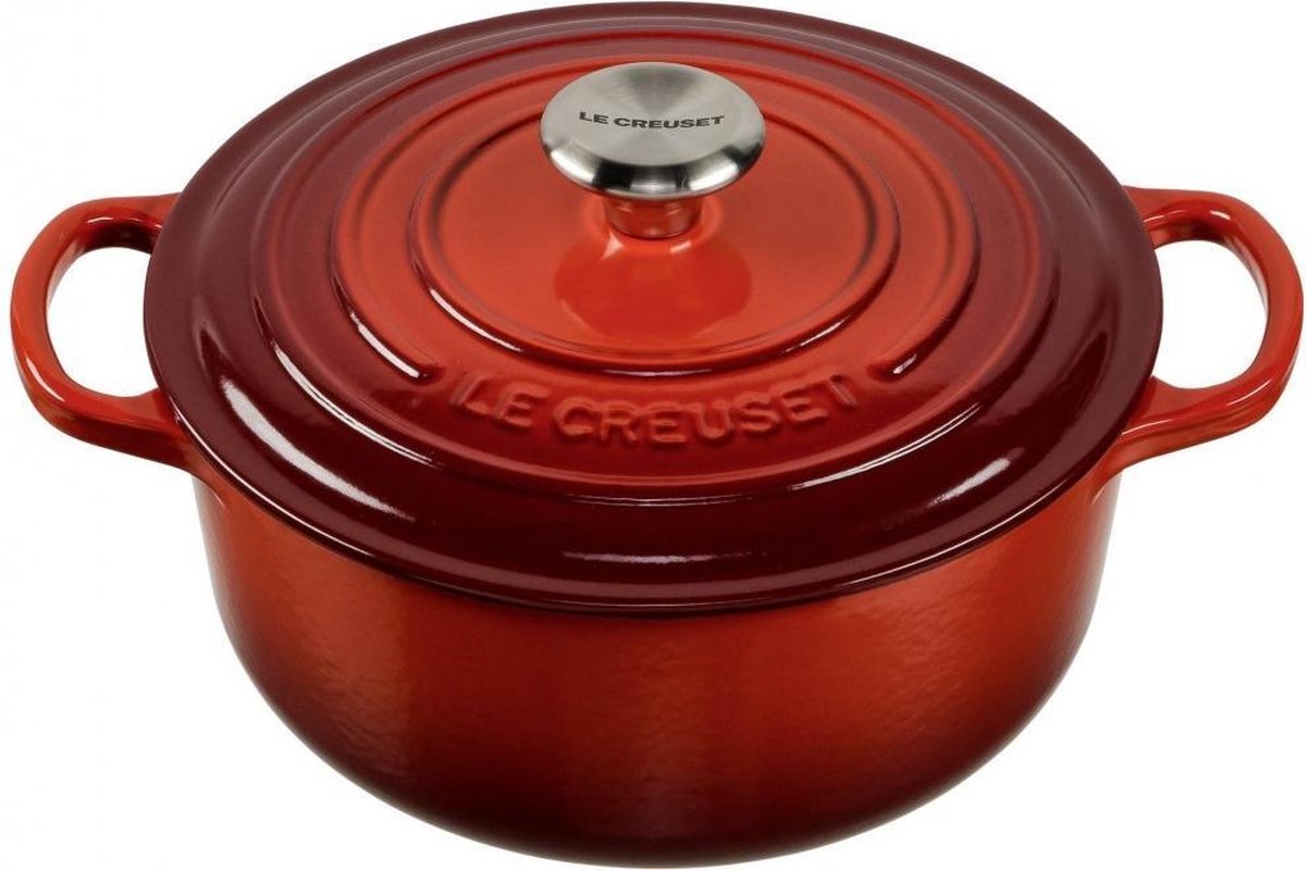 LE CREUSET braad-/ stoofpan rond 20cm - kersenrood