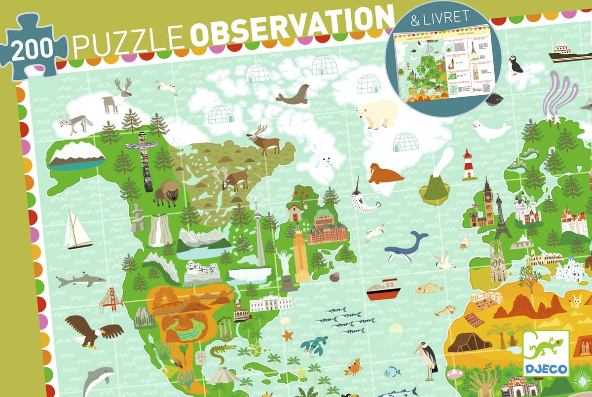 DJECO Puzzel observatie - Rond de wereld 200st.