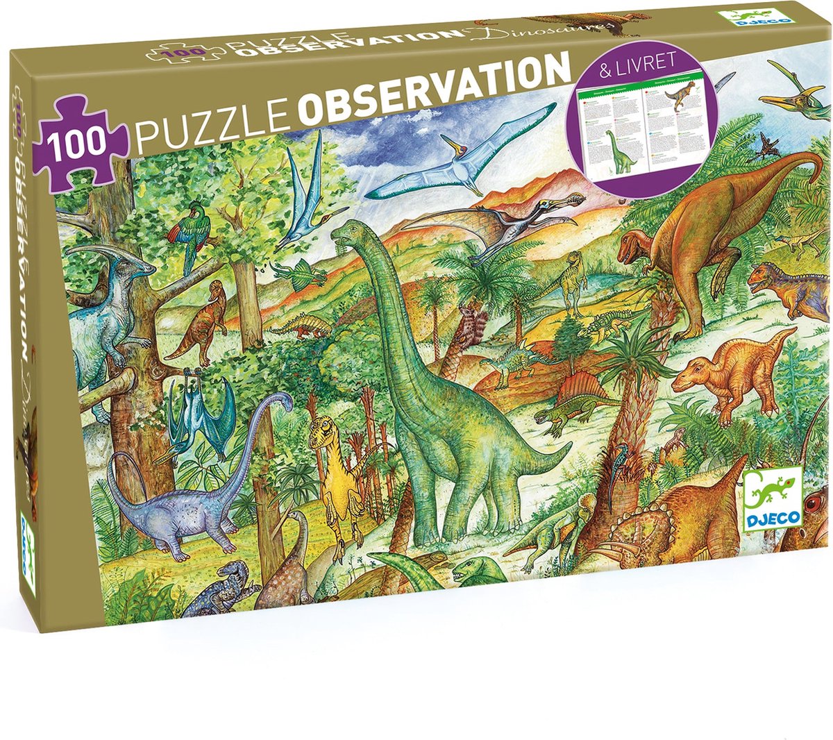 DJECO Puzzel observatie - Dinosaurus 100 st.