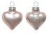 Kerstballen hart glas emaille/mat mix 4.5x4cm - poederroze 12st.