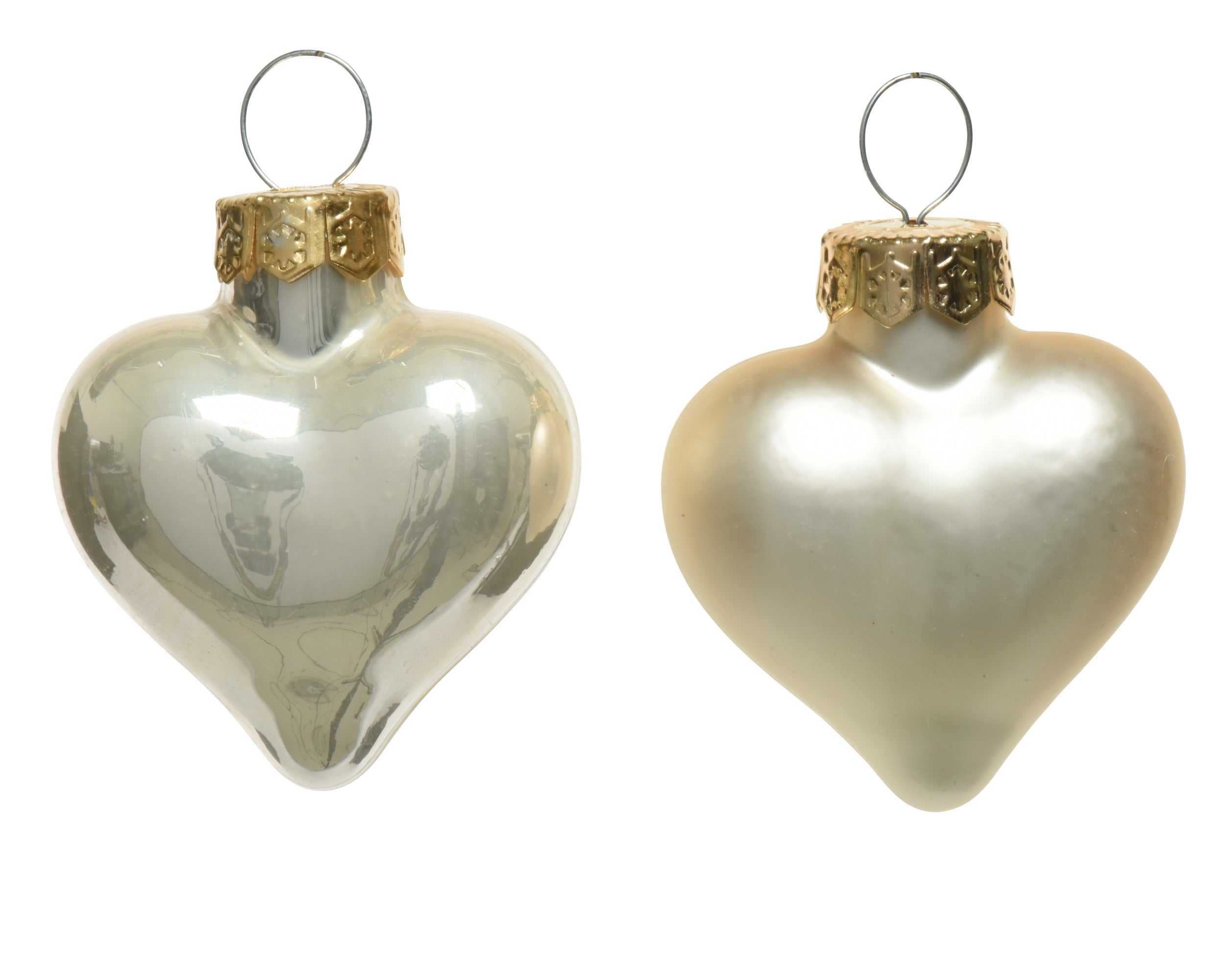 Kerstballen hart glas emaille/mat mix 4.5x4cm - parel 12st.