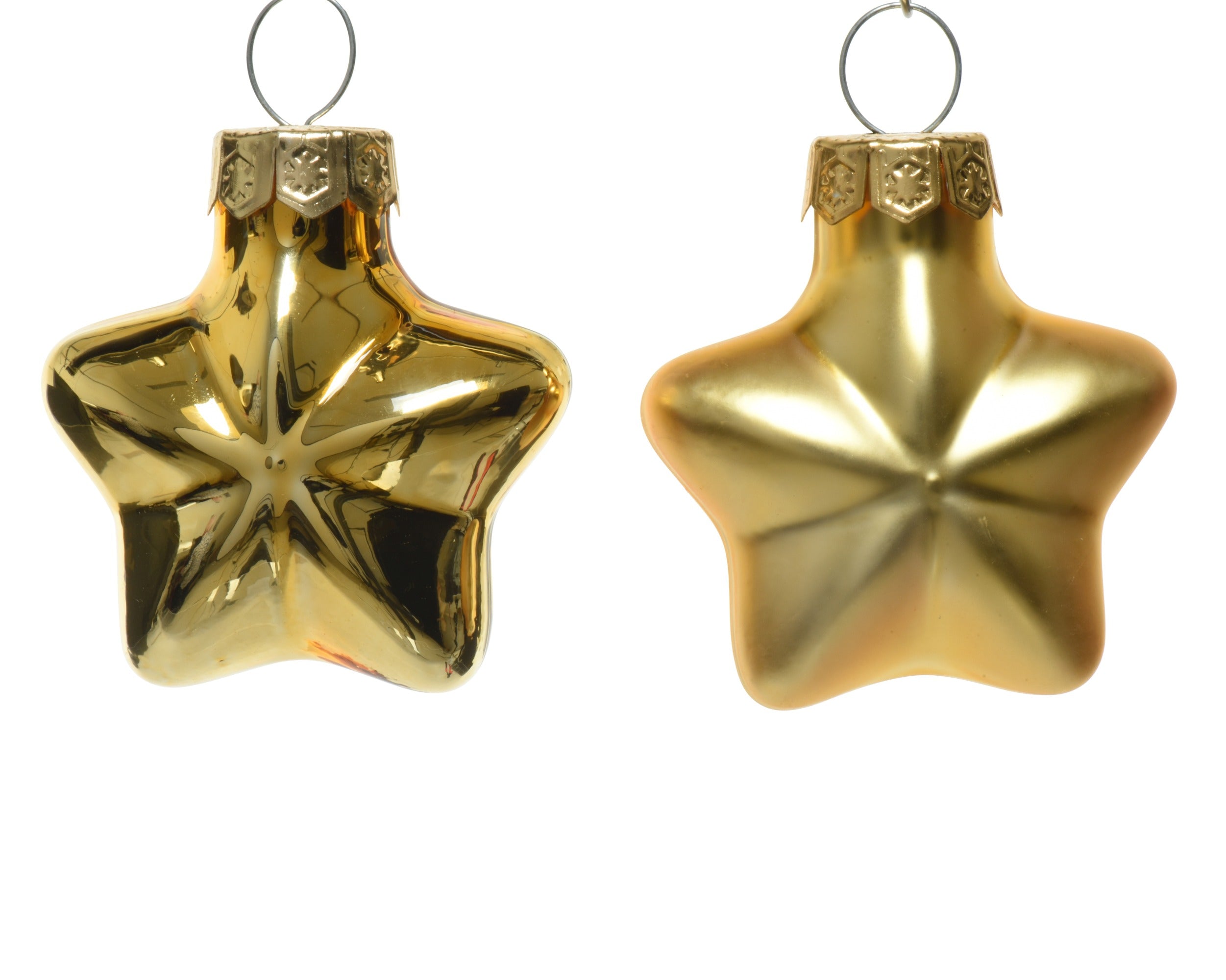 Kerstballen ster glas glans/mat mix 4.5x4cm - licht goud 12st.