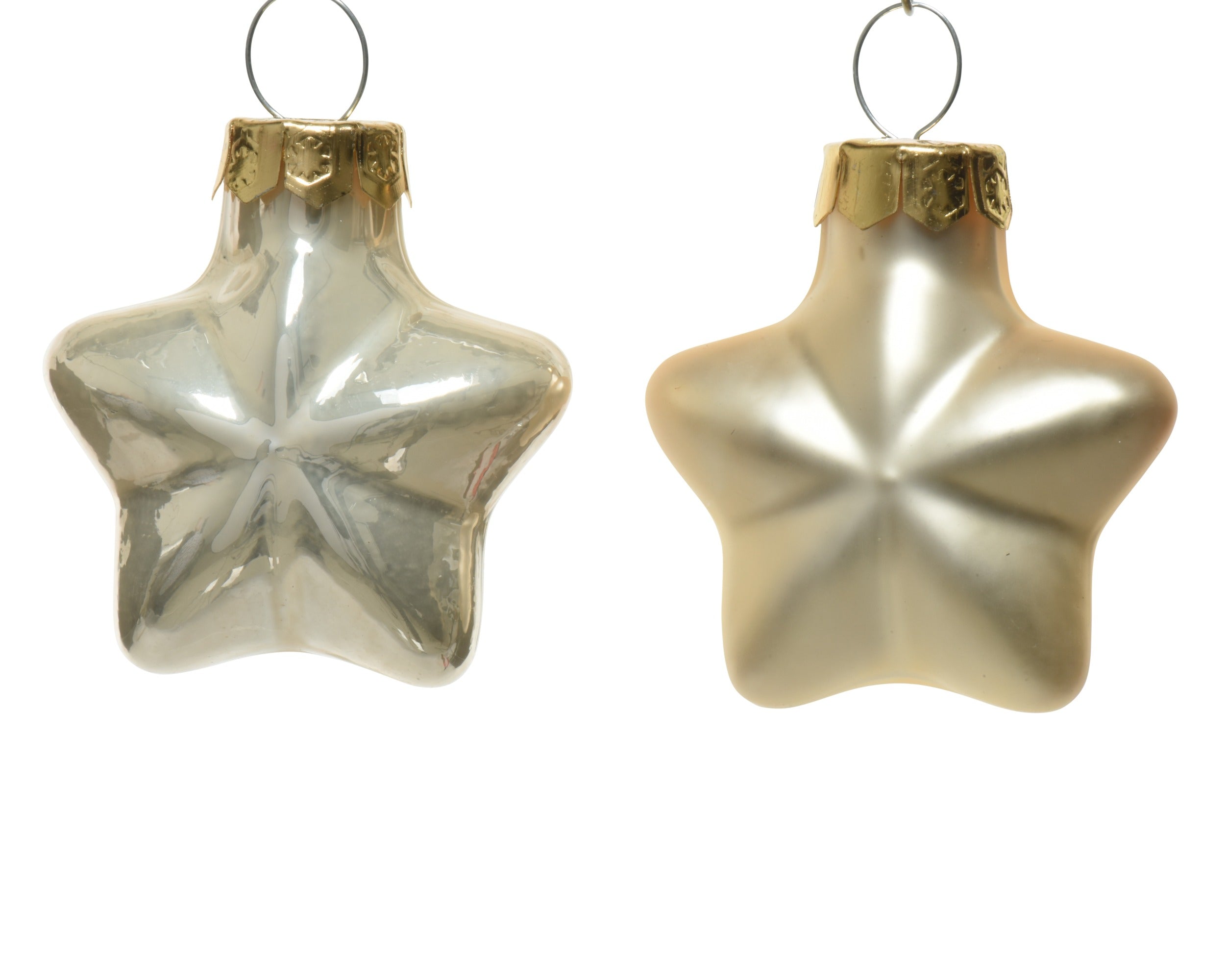 Kerstballen ster glas emaille/mat mix 4.5x4cm - parel 12st.