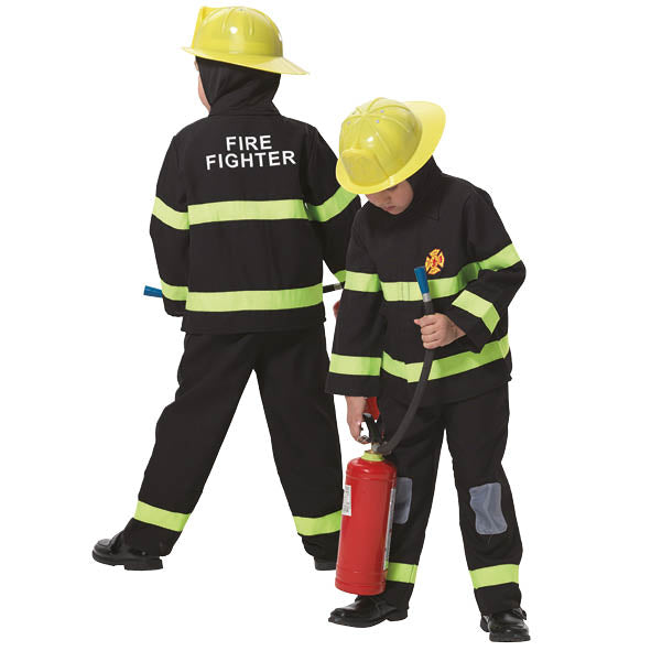 Verkleed kostuum brandweer - 104 vest, broek en kap  (excl. helm)