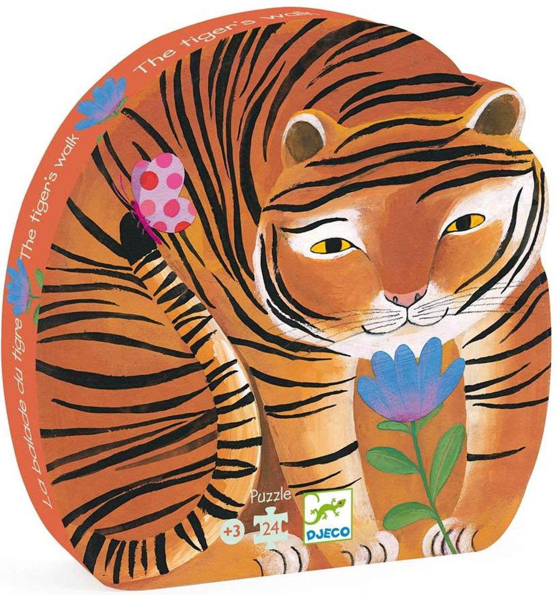 DJECO Puzzel silhouette - Tijger op pad 24st.