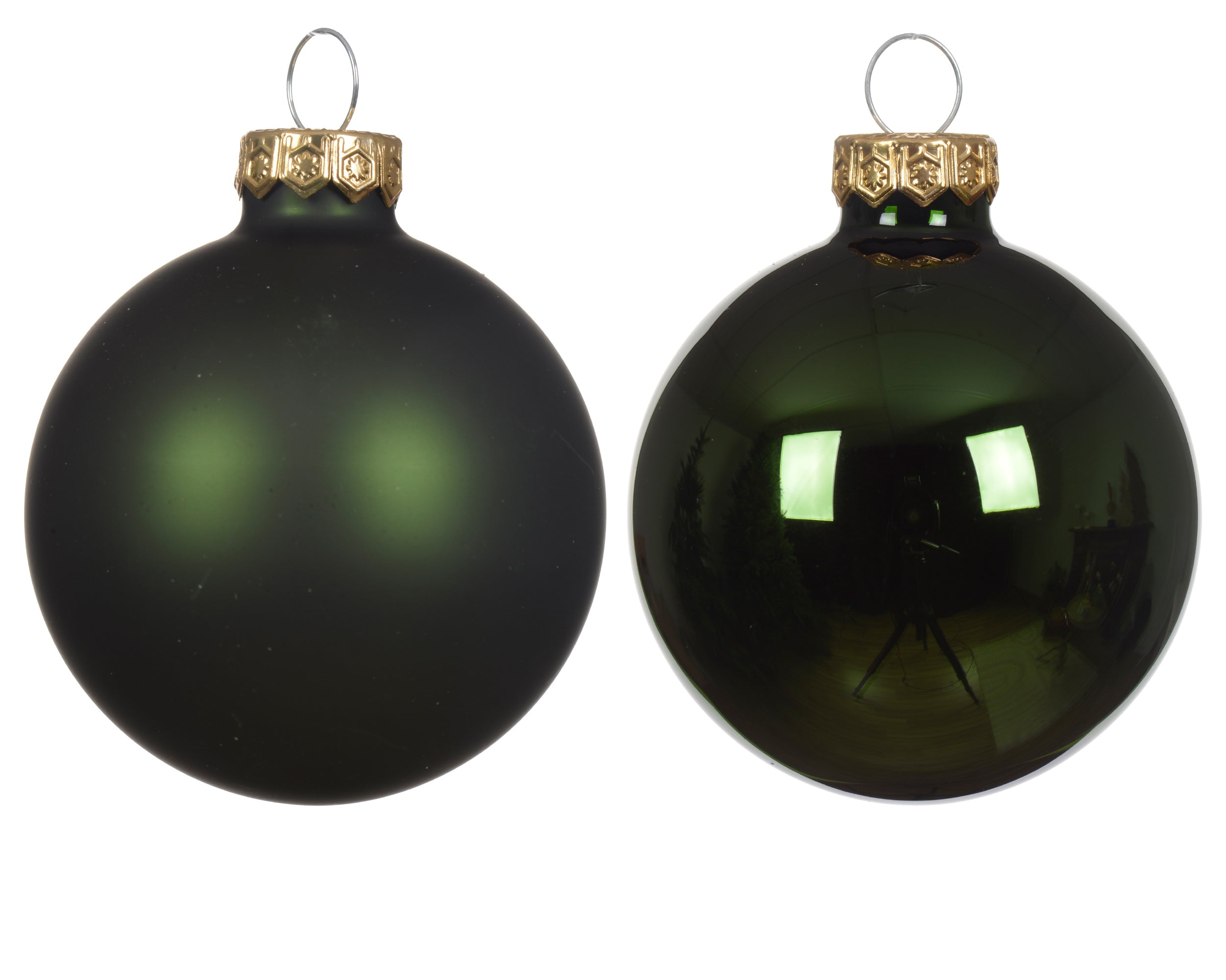 Kerstballen glas glans/mat mix 2.5cm - dennengroen 24st.