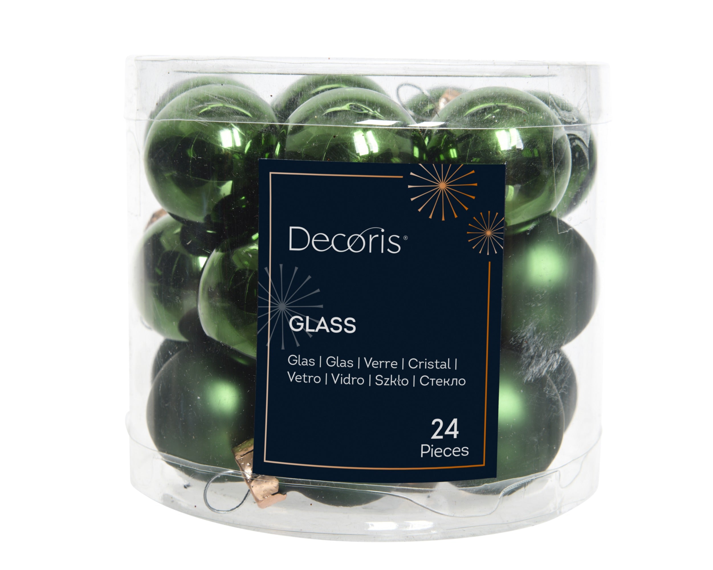 Kerstballen glas glans/mat mix 2.5cm - dennengroen 24st.