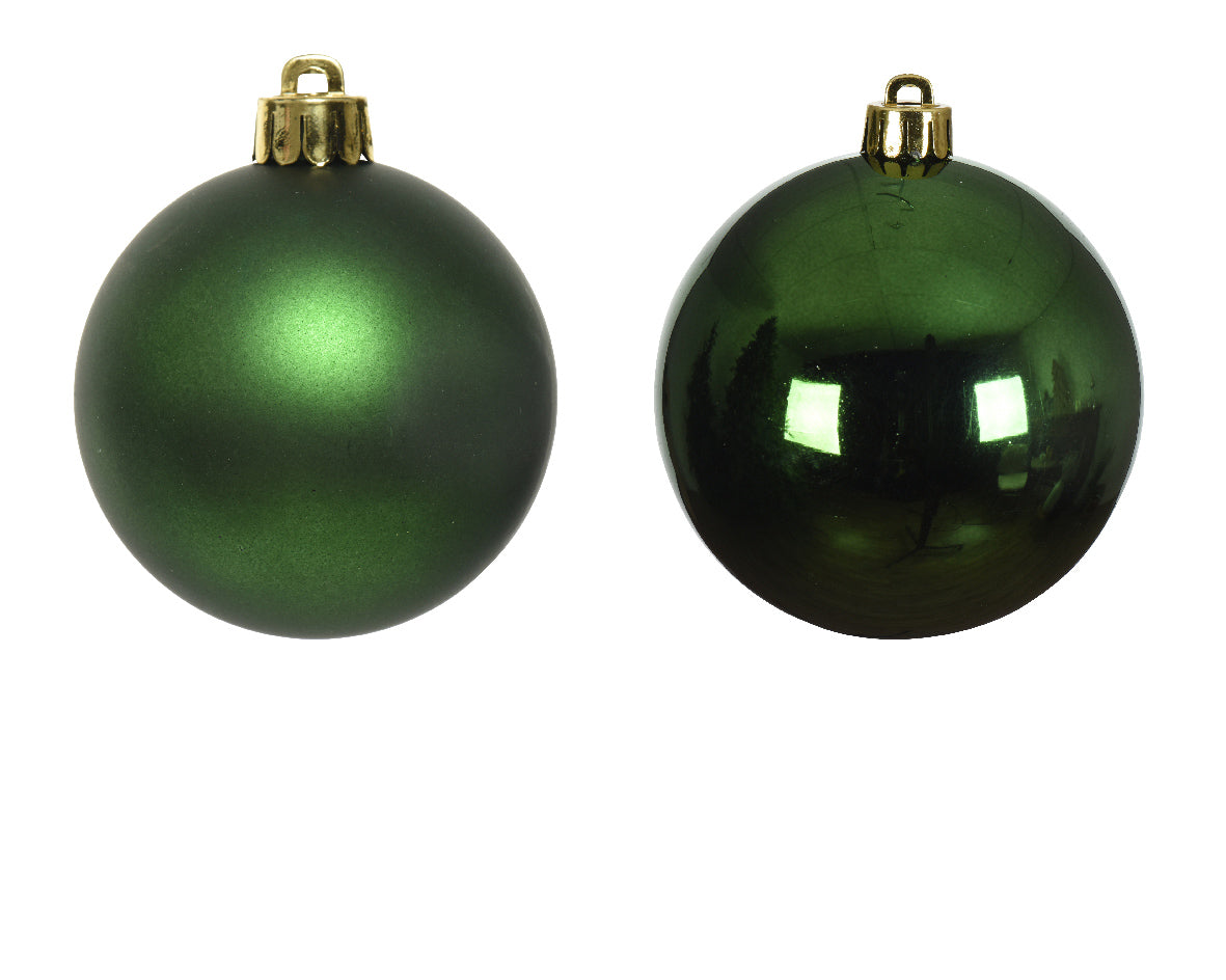Kerstballen kunststof glans/mat mix 10cm - dennengroen 4st.