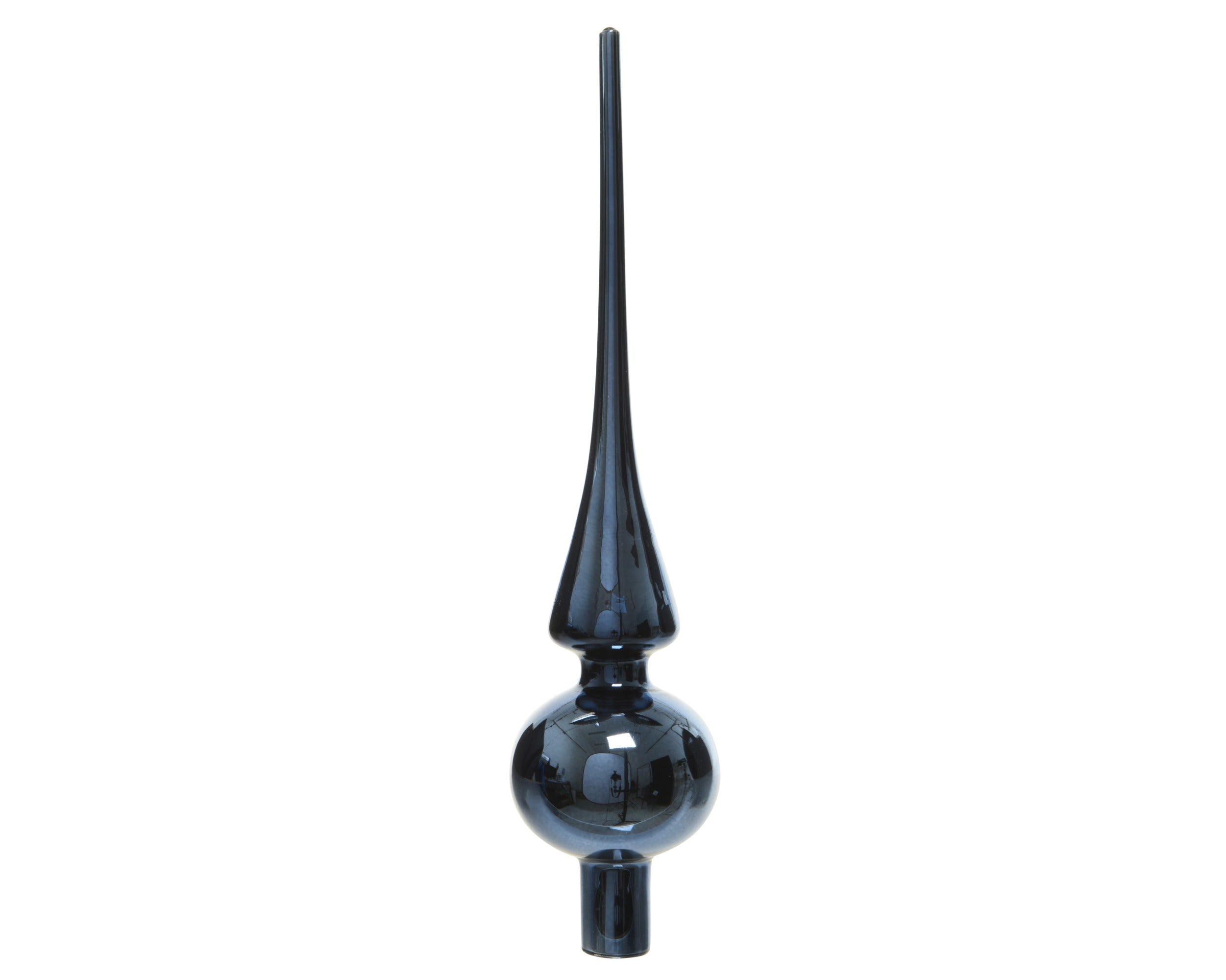 Kerst piek glas glans 26cm - nachtblauw (prijs per stuk)