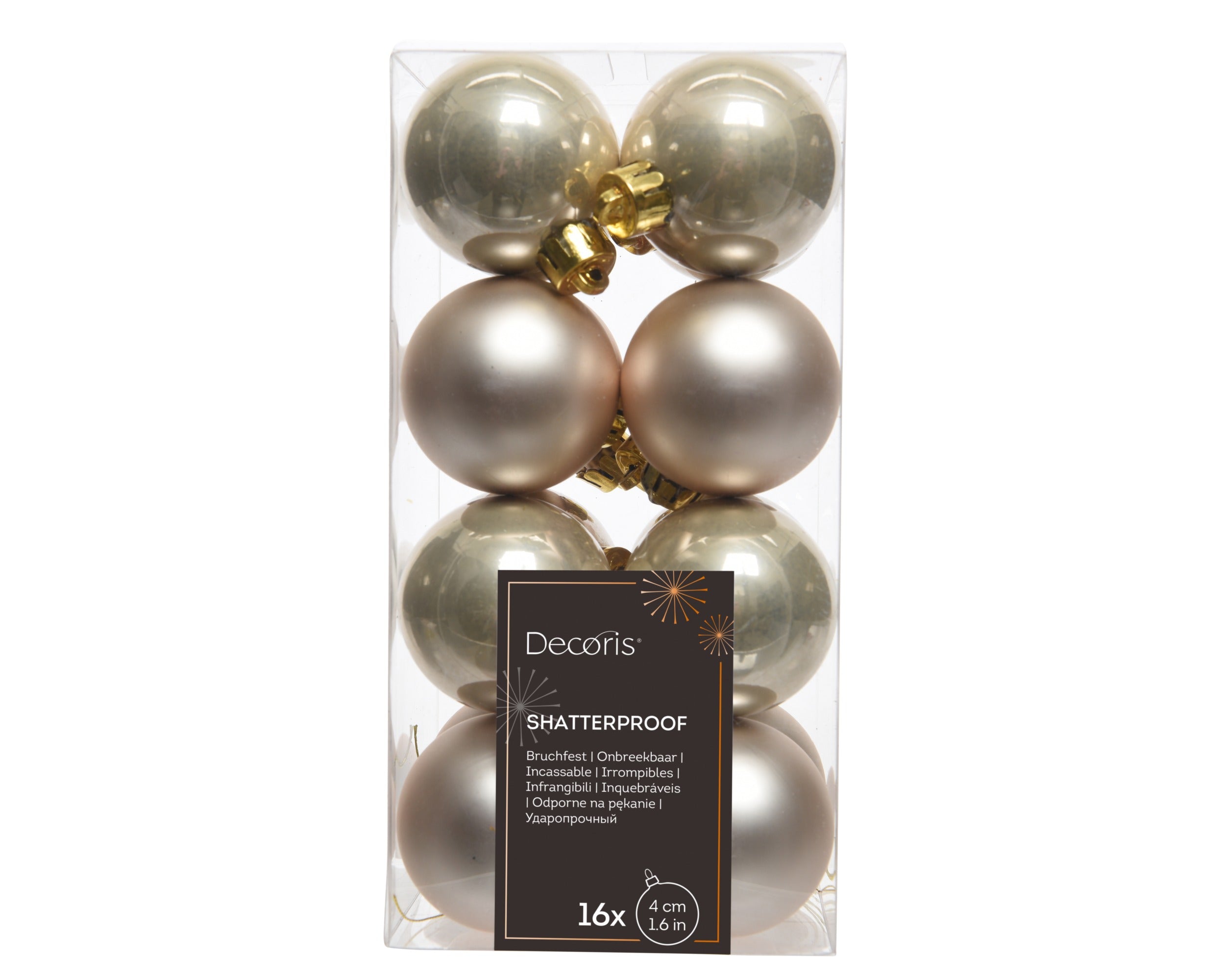 Kerstballen kunststof glans/mat mix 4cm - parel 16st.