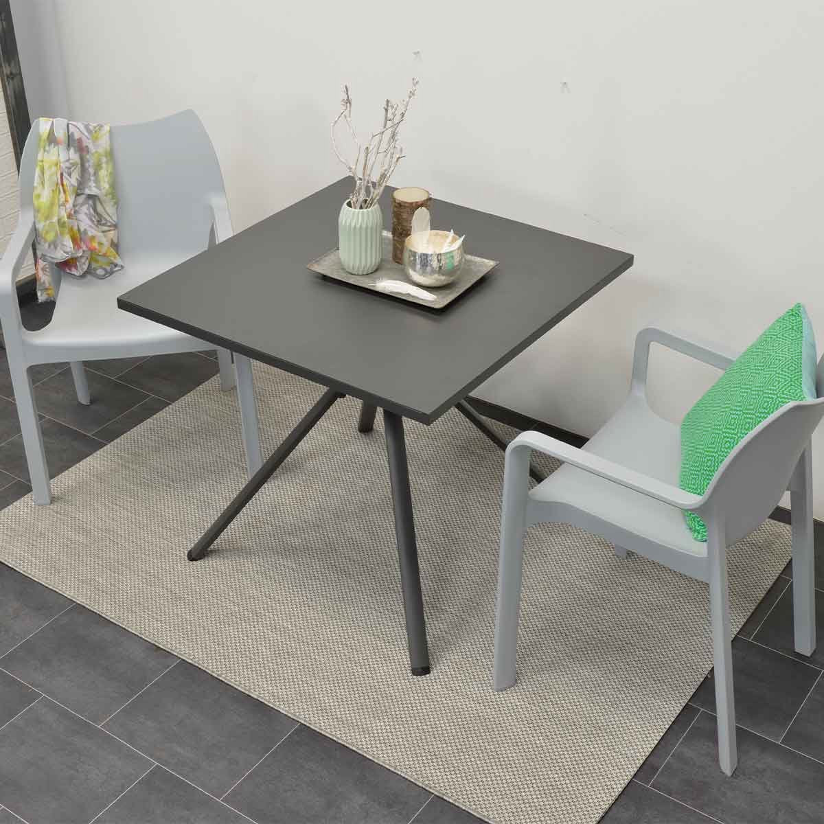 GARDEN IMPRESSIONS - RIMINI tafel - 80x80cm - carbon black tuintafel ideaal voor op balkon  tu lu