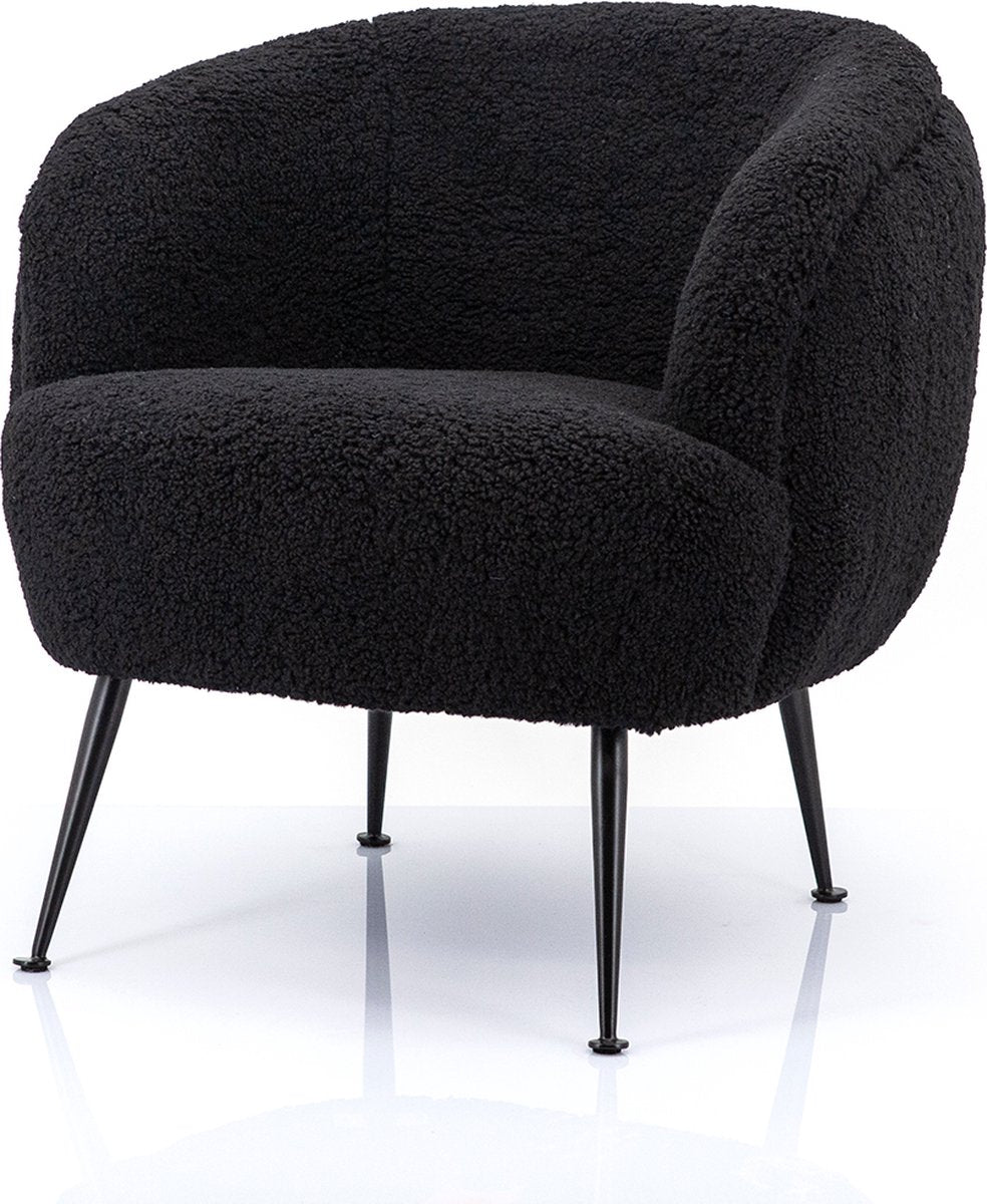 By Boo BABE zetel - 74x72x71cm - zwarte teddystof wollig effect zwarte poten TUC