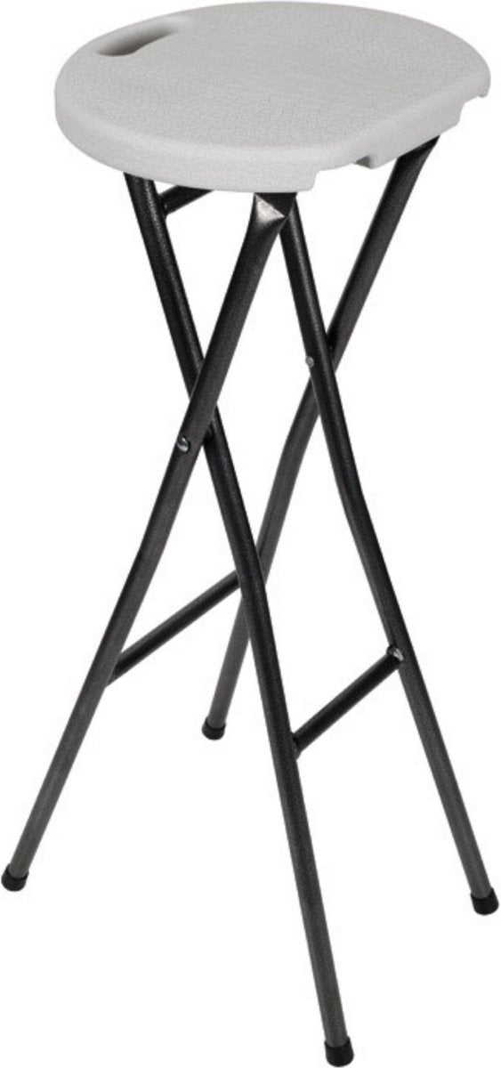 barstoel plooibaar barkruk belastbaarhei d max.150kg - metaal zit wit pvc H80cm