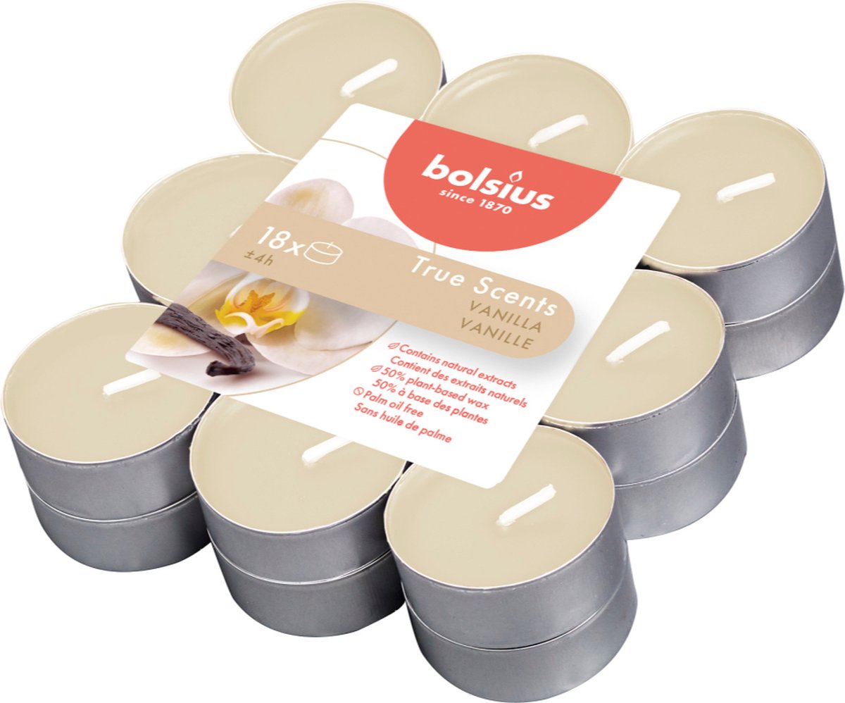 BOLSIUS geurkaarsen 18stuks - vanille true scents theelichten