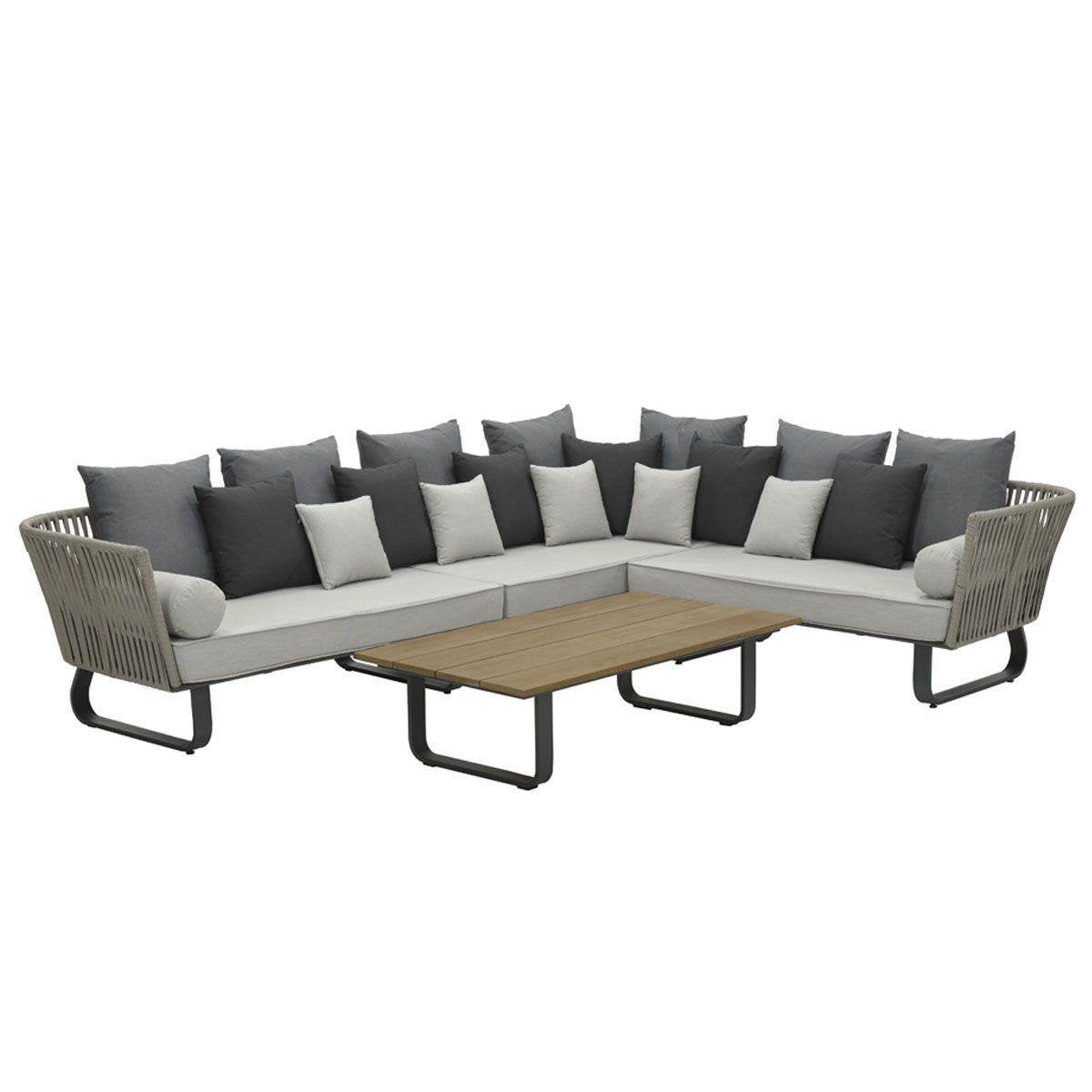 GARDEN IMPRESSIONS - JIVE loungeset 4dlg - links rope taupe met comfortabele zit rug en sierkussens