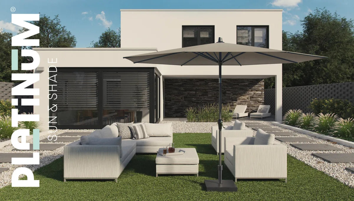 Platinum RIVA parasol 3m - taupe/ antraciet mast excl. voet
