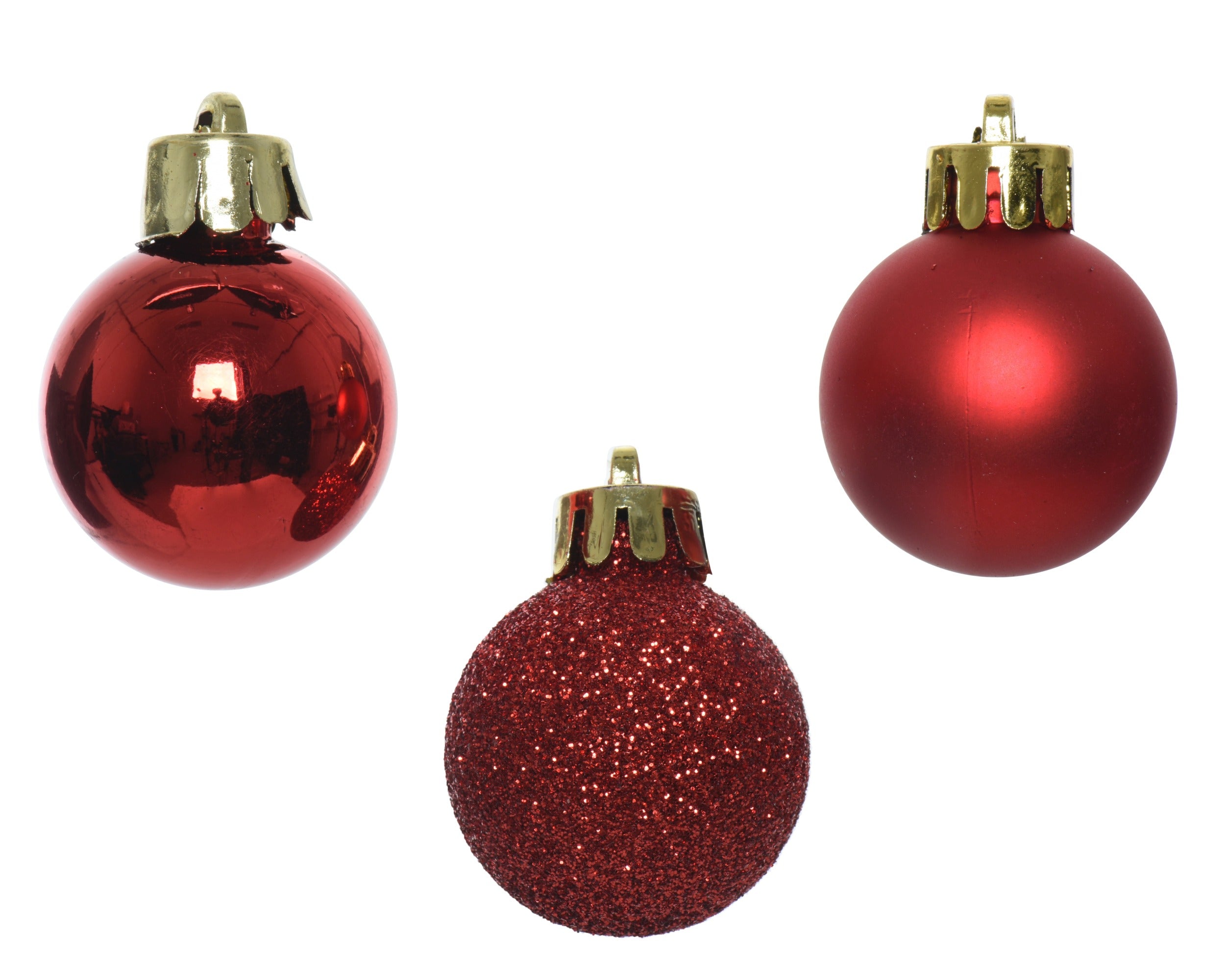 Kerstballen kunststof glans/mat/glitter mix 3cm - kerstrood 14st.