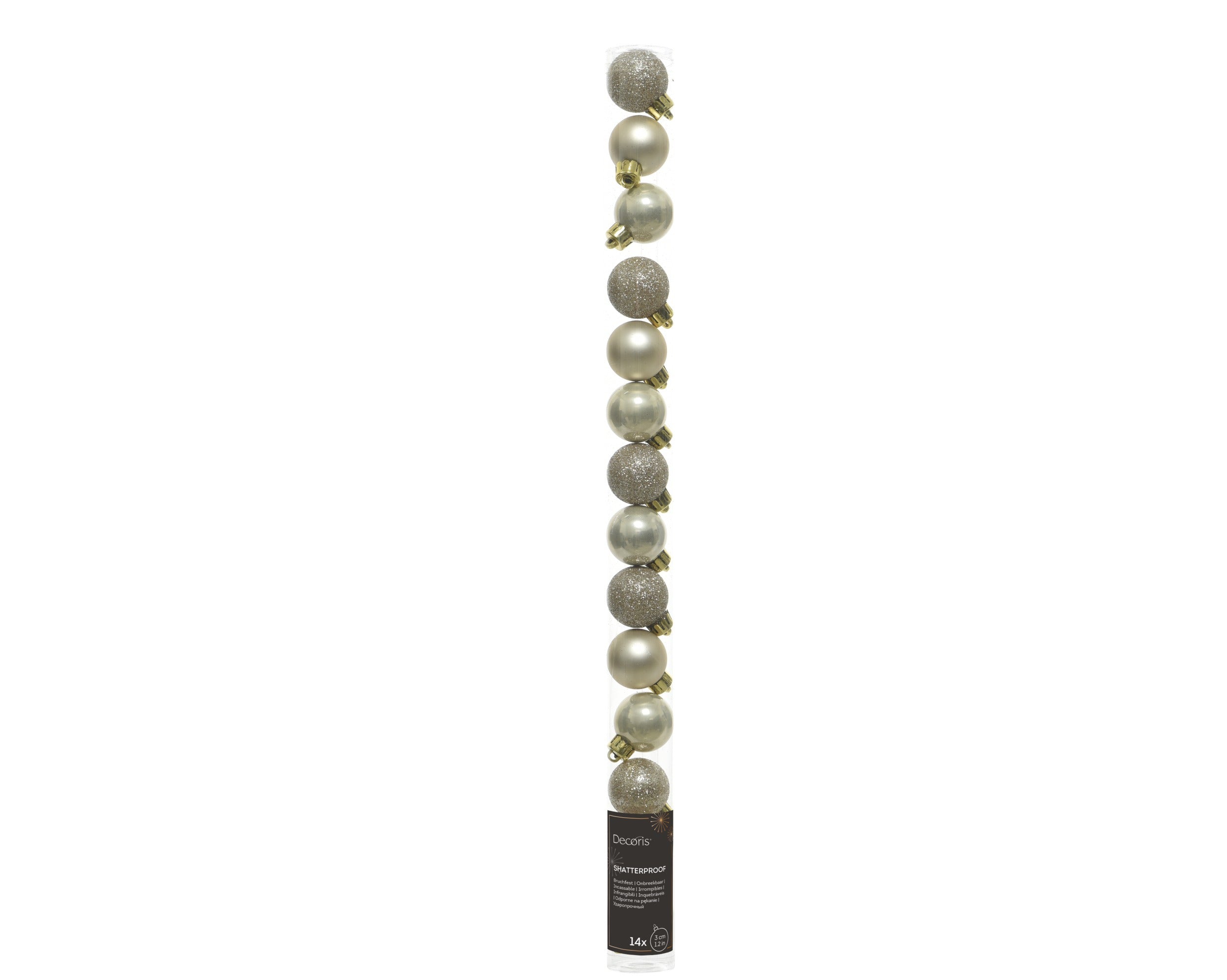 Kerstballen kunststof glans/mat/glitter mix 3cm - parel 14st.