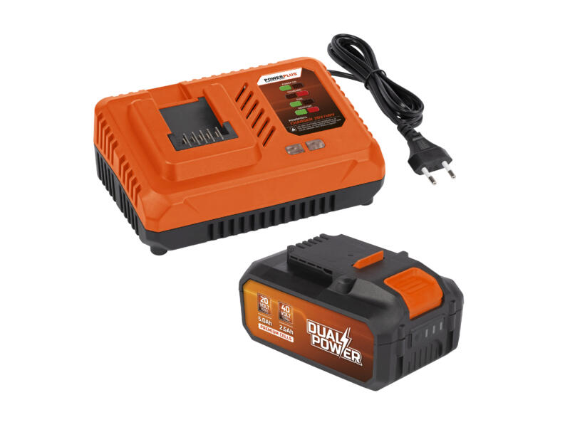 POWERPLUS lader 20/40V + batterij 40V samsung