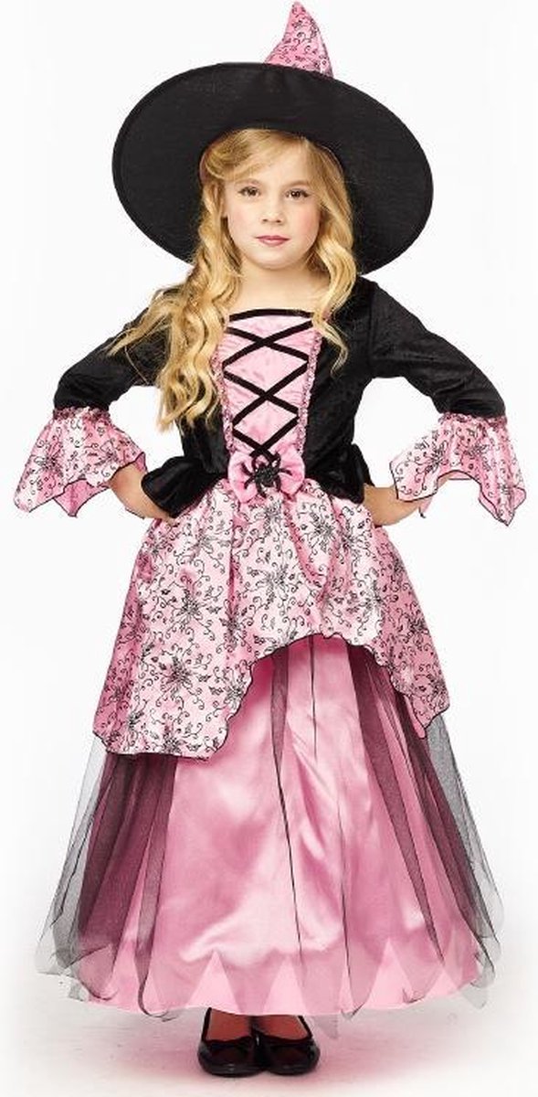 Kostuum heks m/hoed - roze - 104