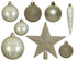 Kerstballen + piek kunststof glans/mat/glitter mix 8cm 6cm 5cm - parel 33st.