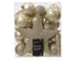Kerstballen + piek kunststof glans/mat/glitter mix 8cm 6cm 5cm - parel 33st.