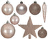 Kerstballen + piek kunststof glans/mat/glitter mix 8cm 6cm 5cm - poederroze 33st.