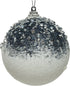 Kerstbal foam glitter parels 8cm - wit/blauw (prijs per stuk)