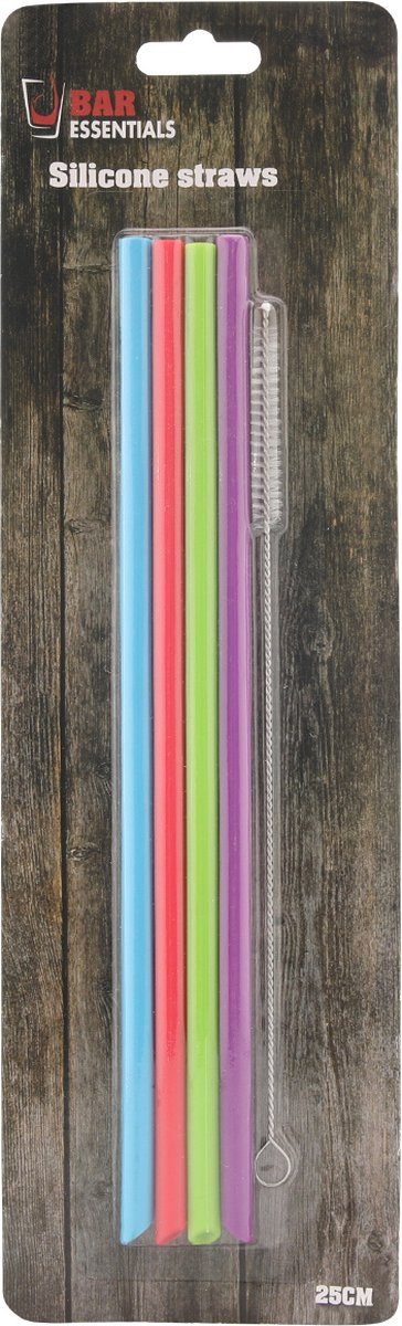 Rietjes silicone 25cm met borstel - 4st.