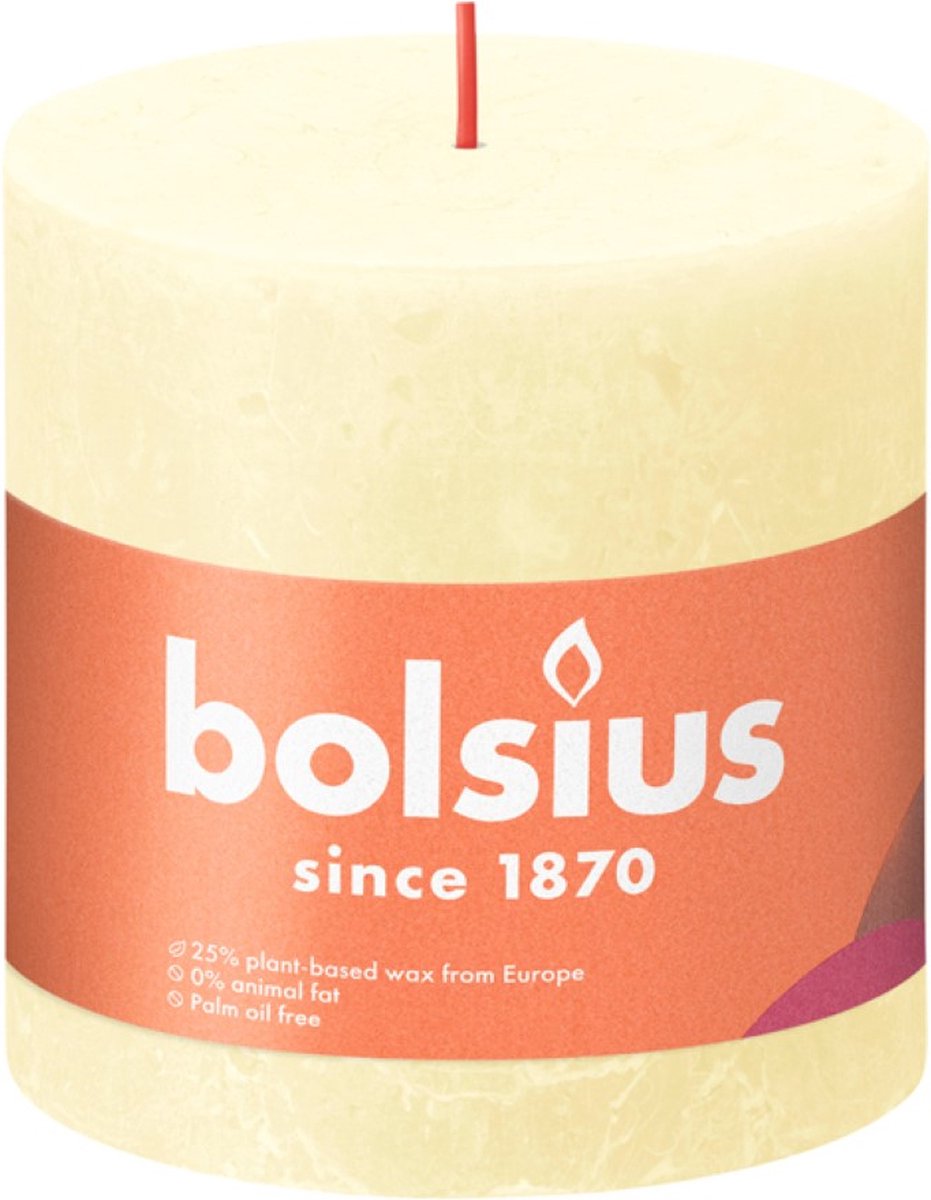 BOLSIUS Stompkaars - 10x10cm - butter yellow  rustiek  TU UC